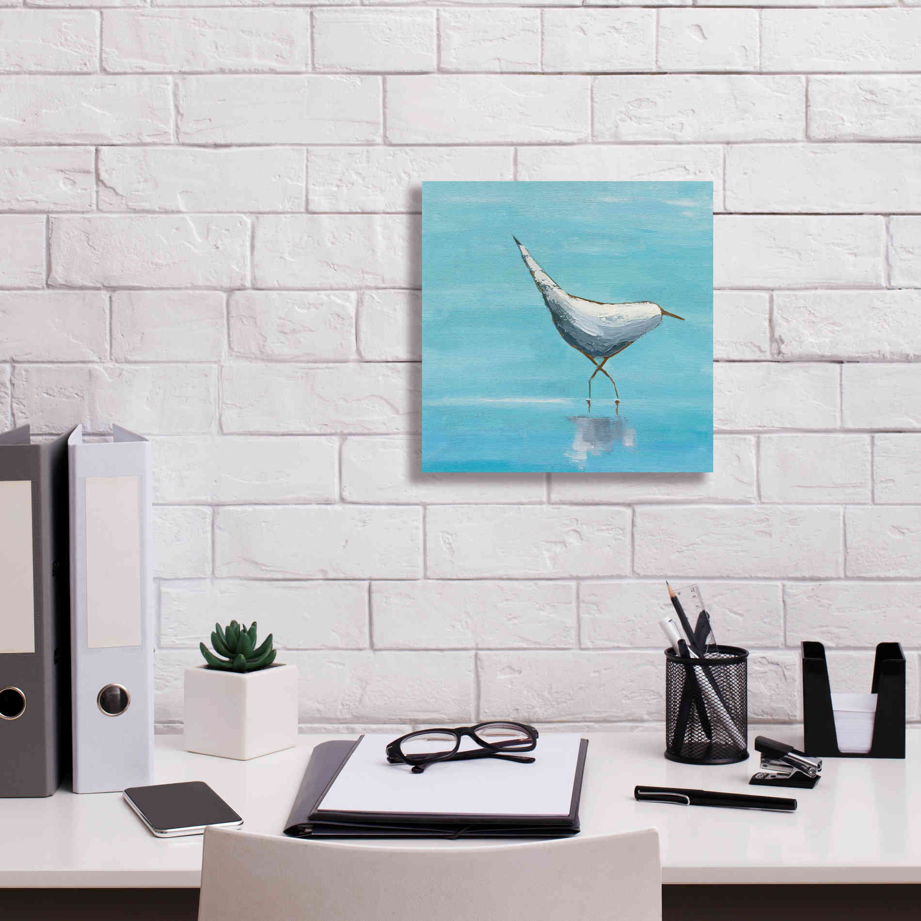 'The Strutter on White' by Phyllis Adams, Canvas Wall Art,12 x 12