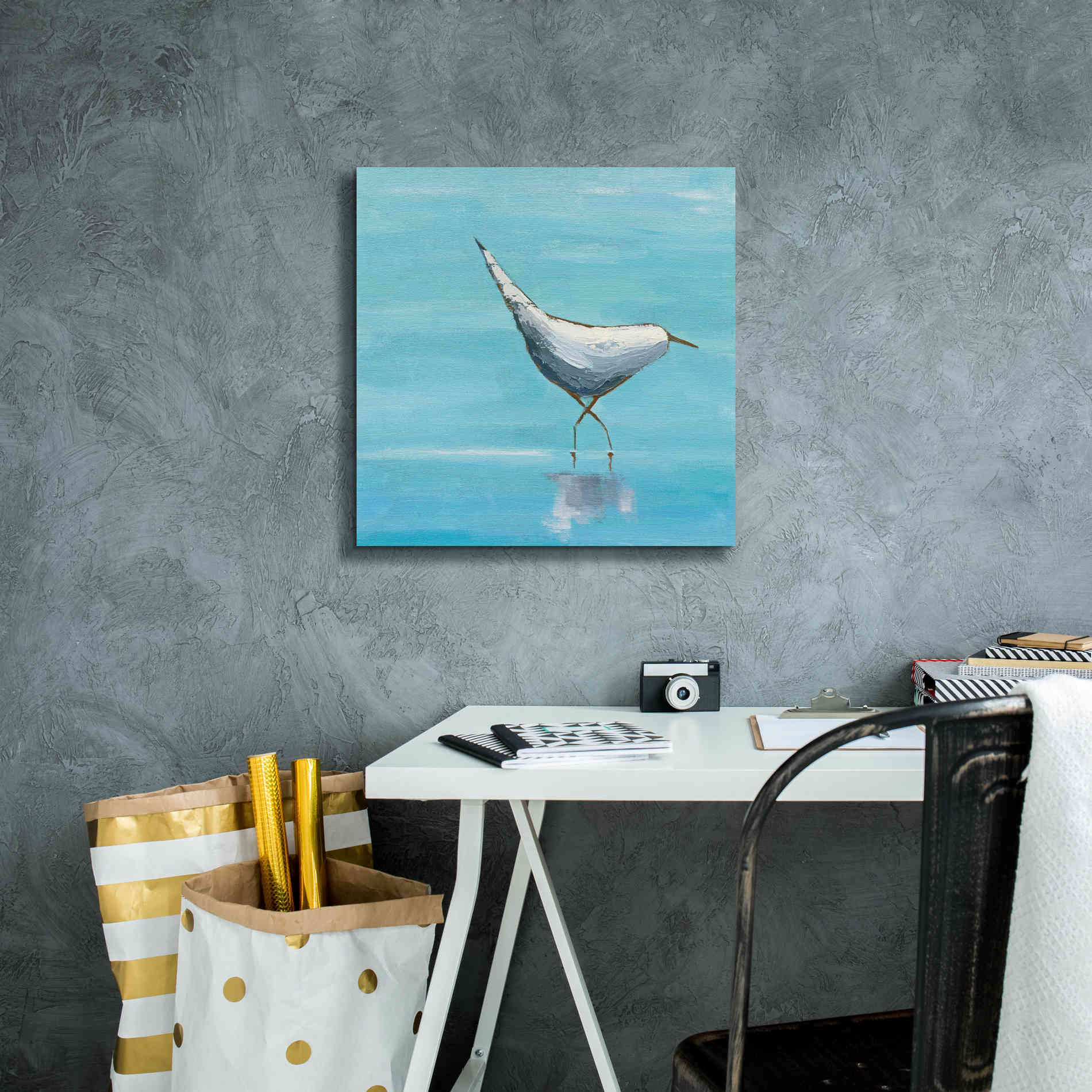 'The Strutter on White' by Phyllis Adams, Canvas Wall Art,18 x 18