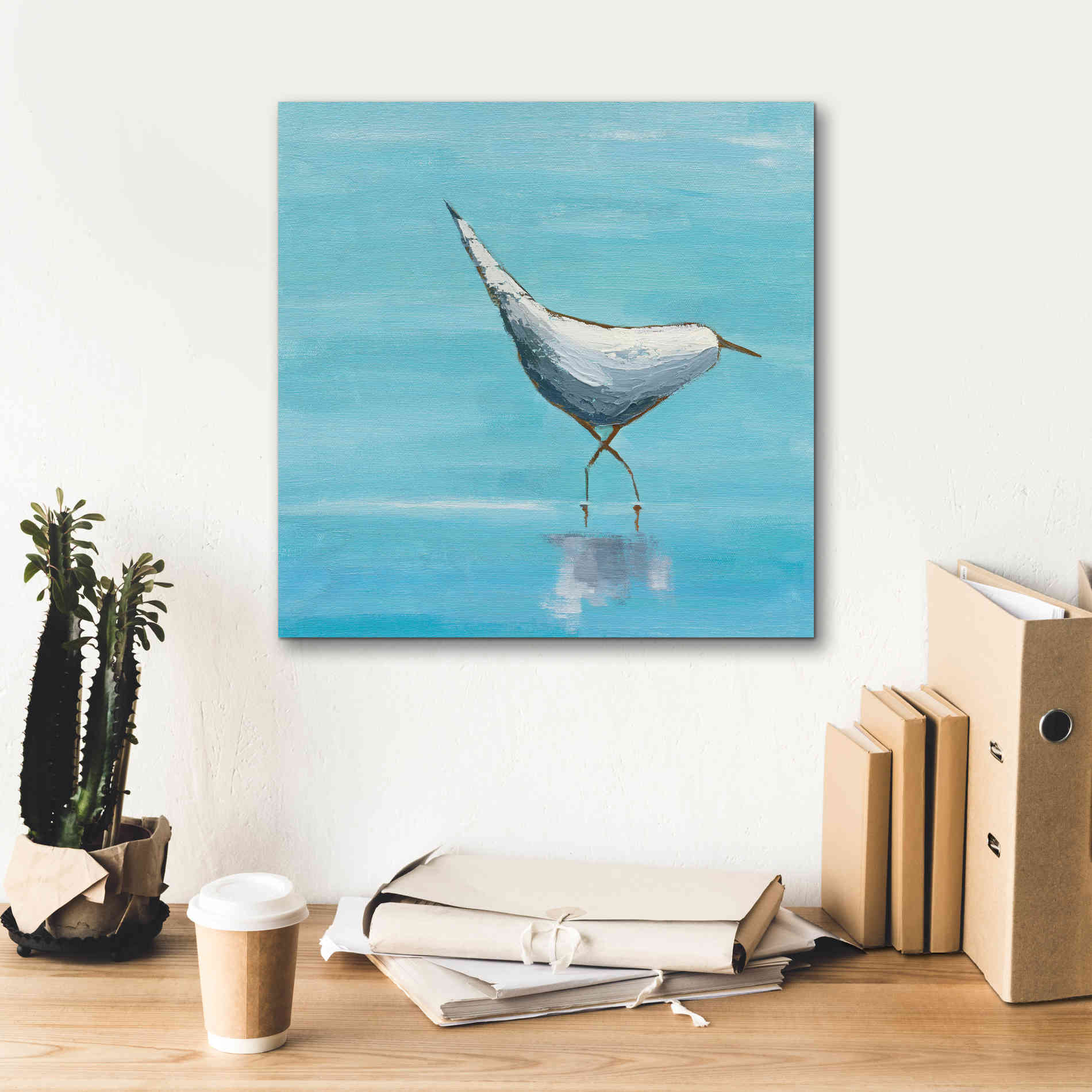 'The Strutter on White' by Phyllis Adams, Canvas Wall Art,18 x 18