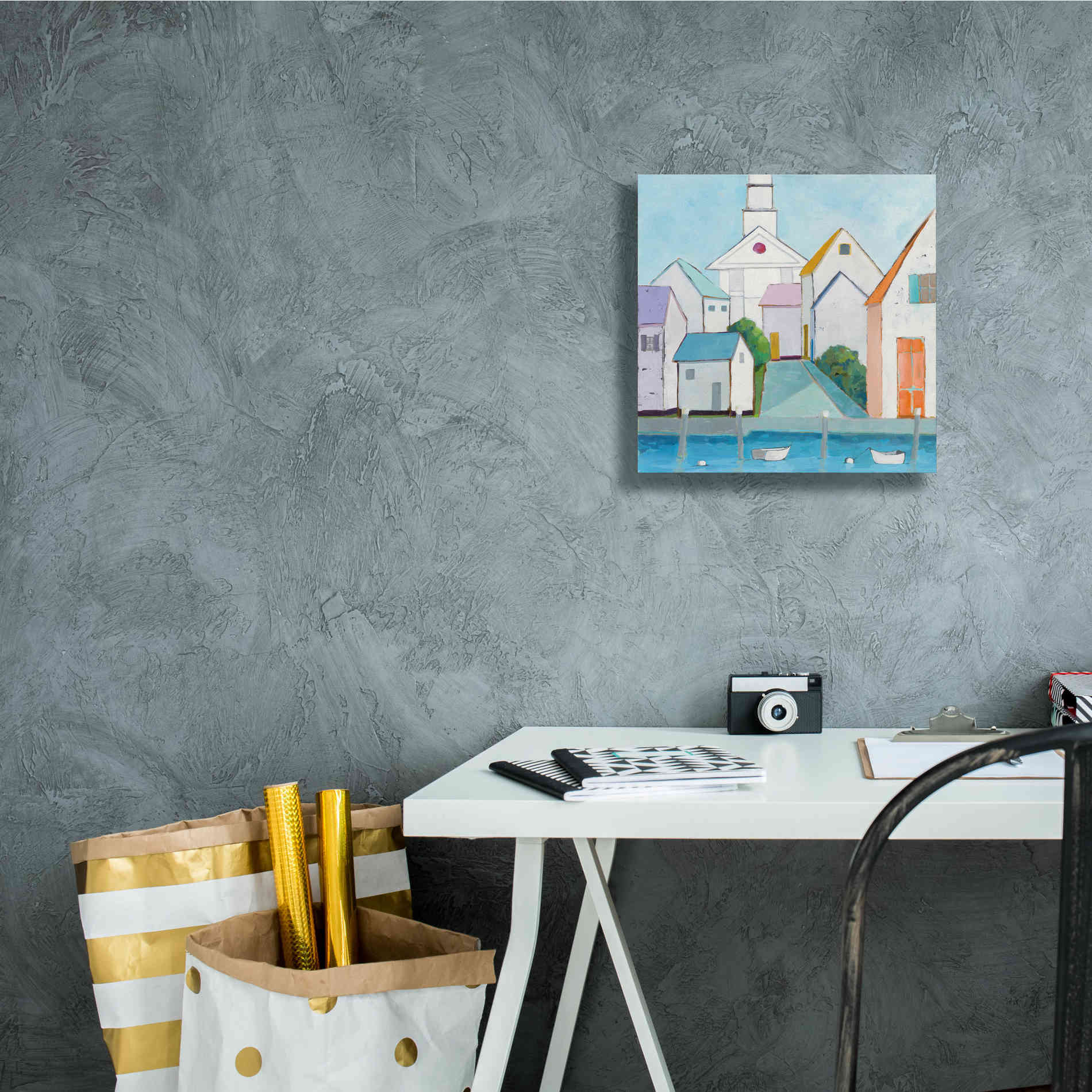'Harbor Town III no Sign' by Phyllis Adams, Canvas Wall Art,12 x 12