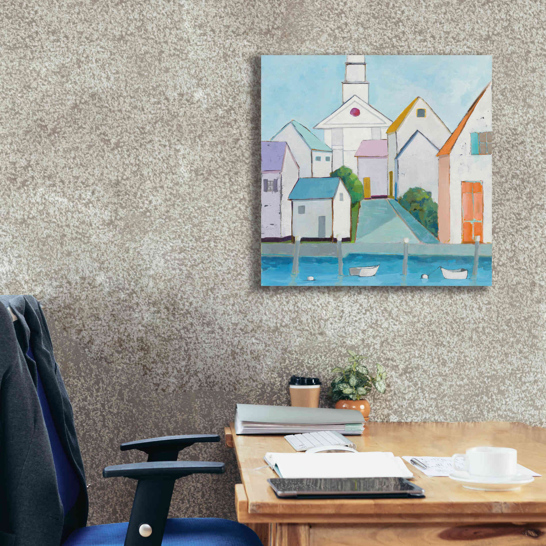 'Harbor Town III no Sign' by Phyllis Adams, Canvas Wall Art,26 x 26