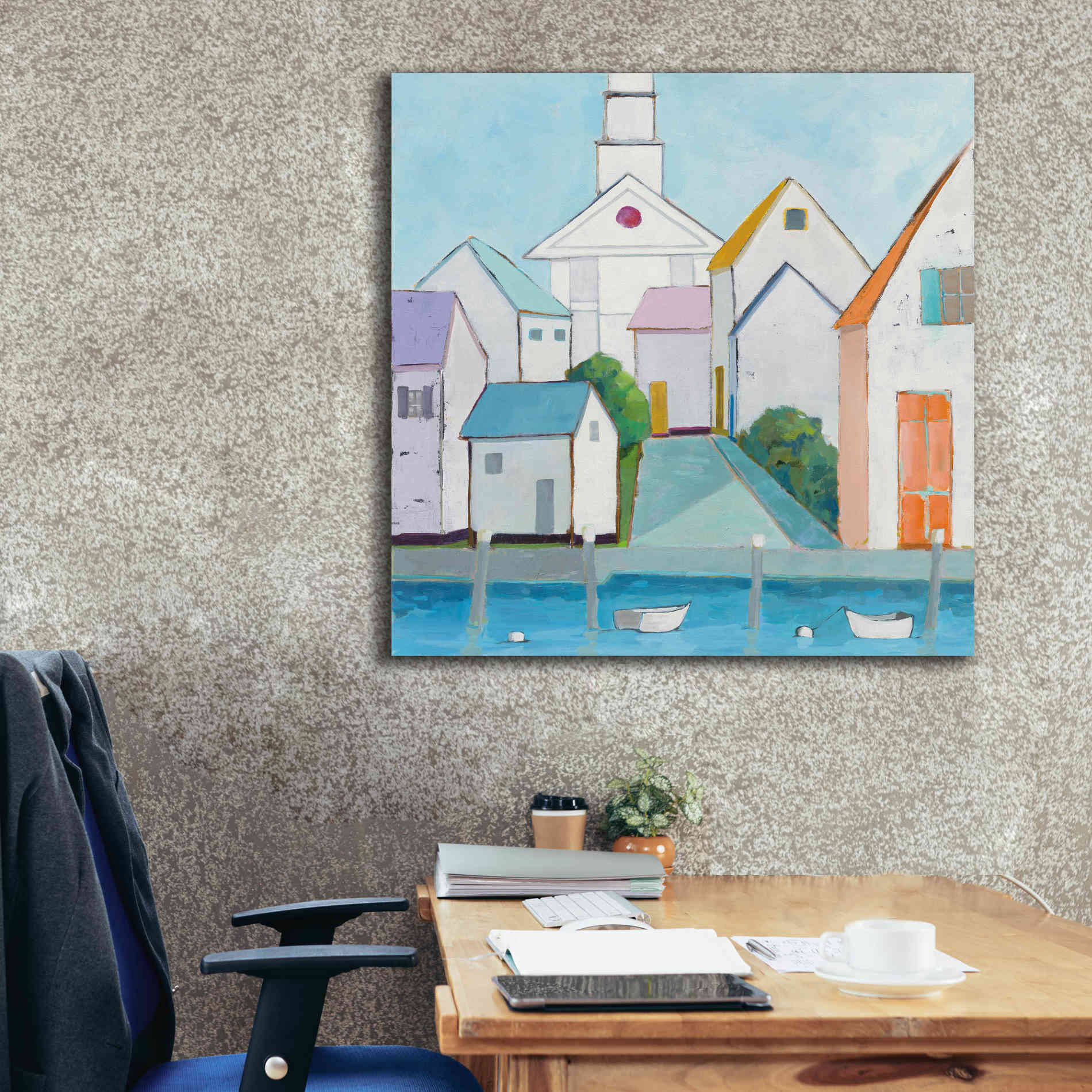 'Harbor Town III no Sign' by Phyllis Adams, Canvas Wall Art,37 x 37