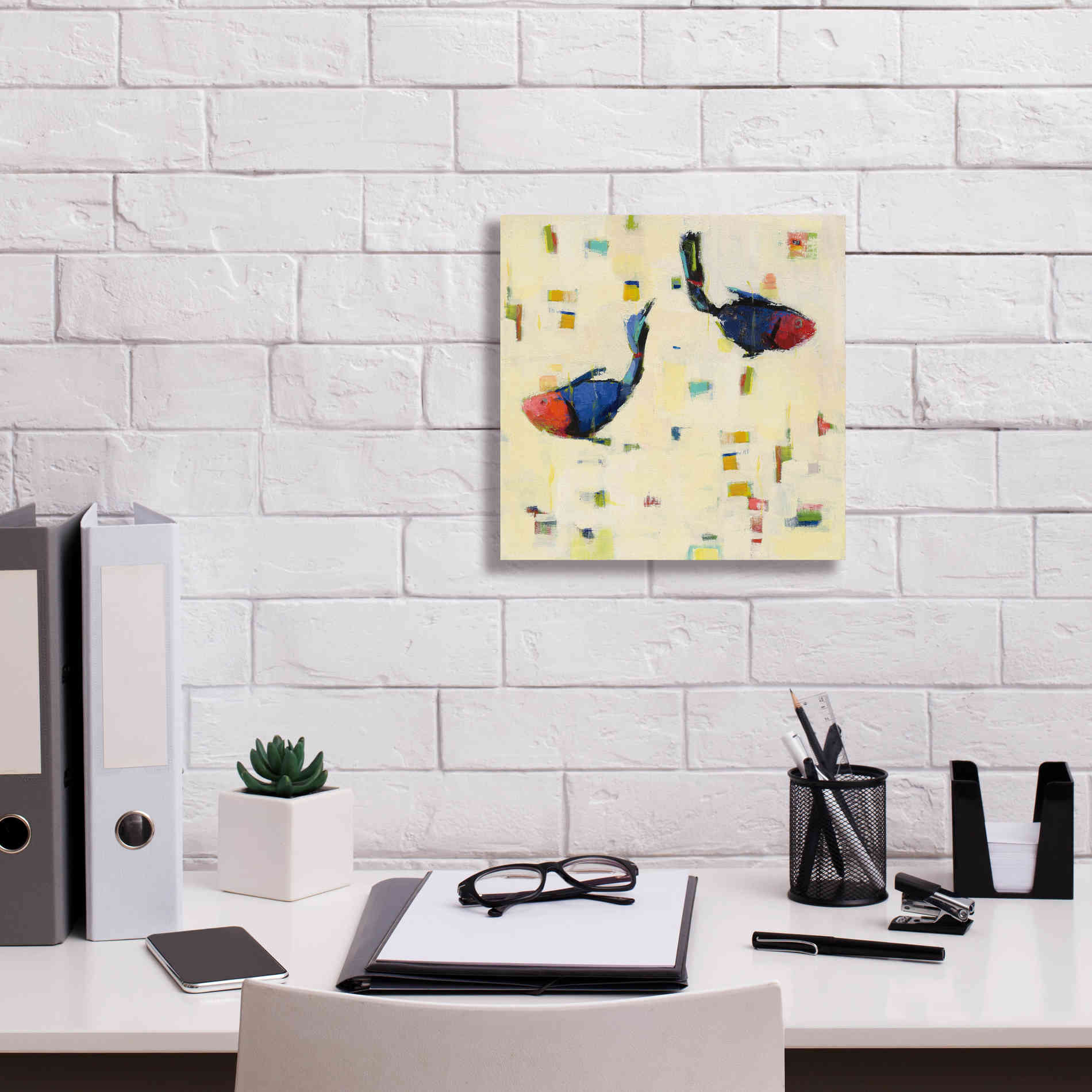 'One Fish Two Fish Big' by Phyllis Adams, Canvas Wall Art,12 x 12