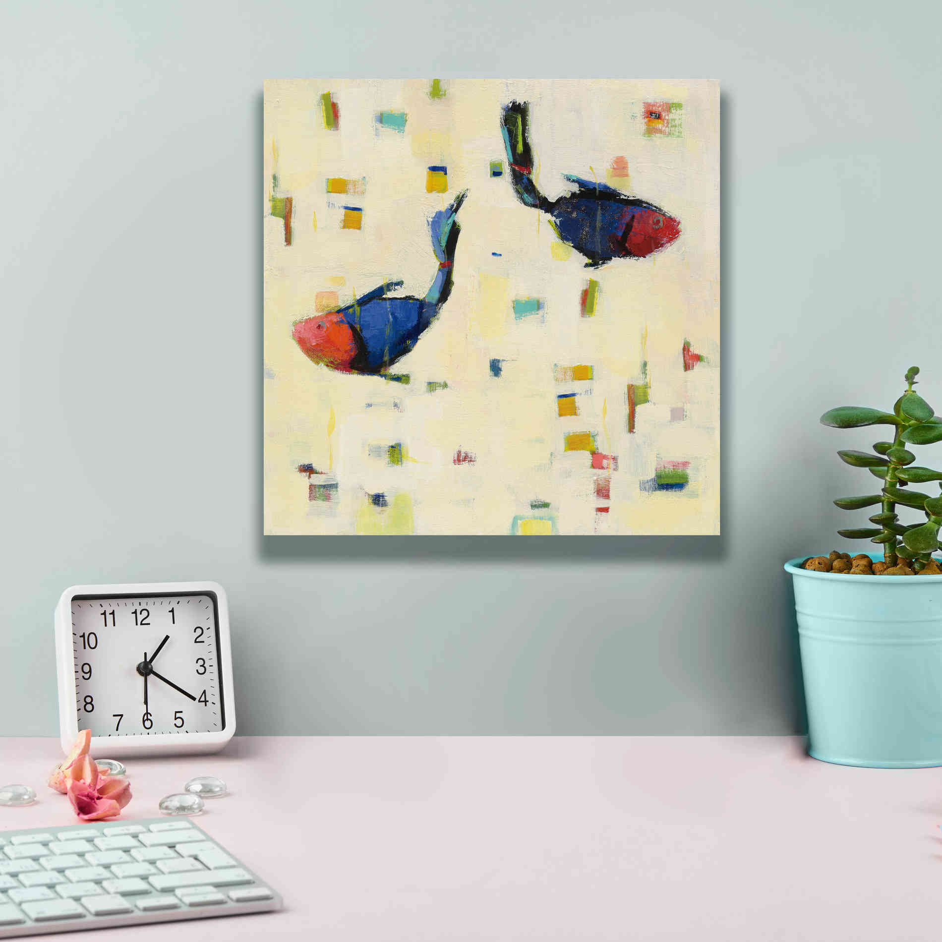 'One Fish Two Fish Big' by Phyllis Adams, Canvas Wall Art,12 x 12