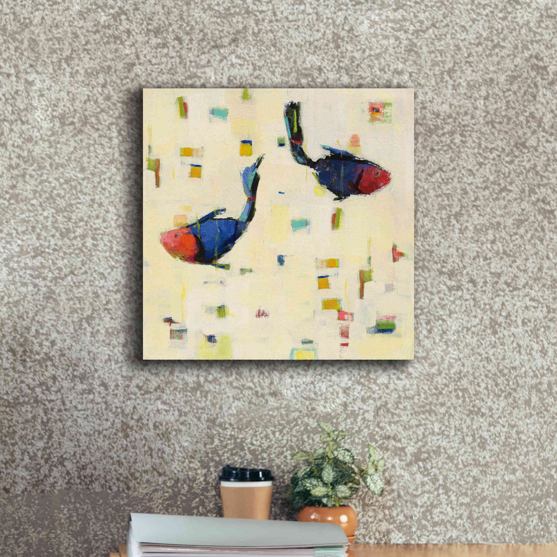 'One Fish Two Fish Big' by Phyllis Adams, Canvas Wall Art,18 x 18