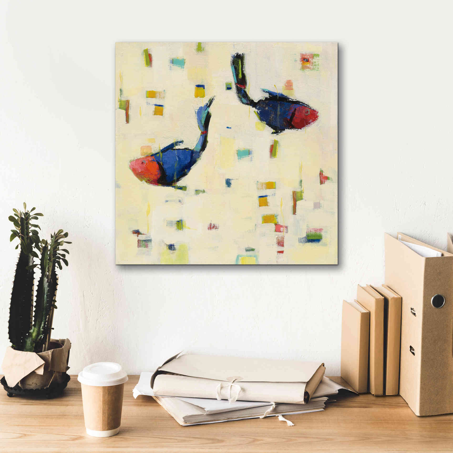 'One Fish Two Fish Big' by Phyllis Adams, Canvas Wall Art,18 x 18