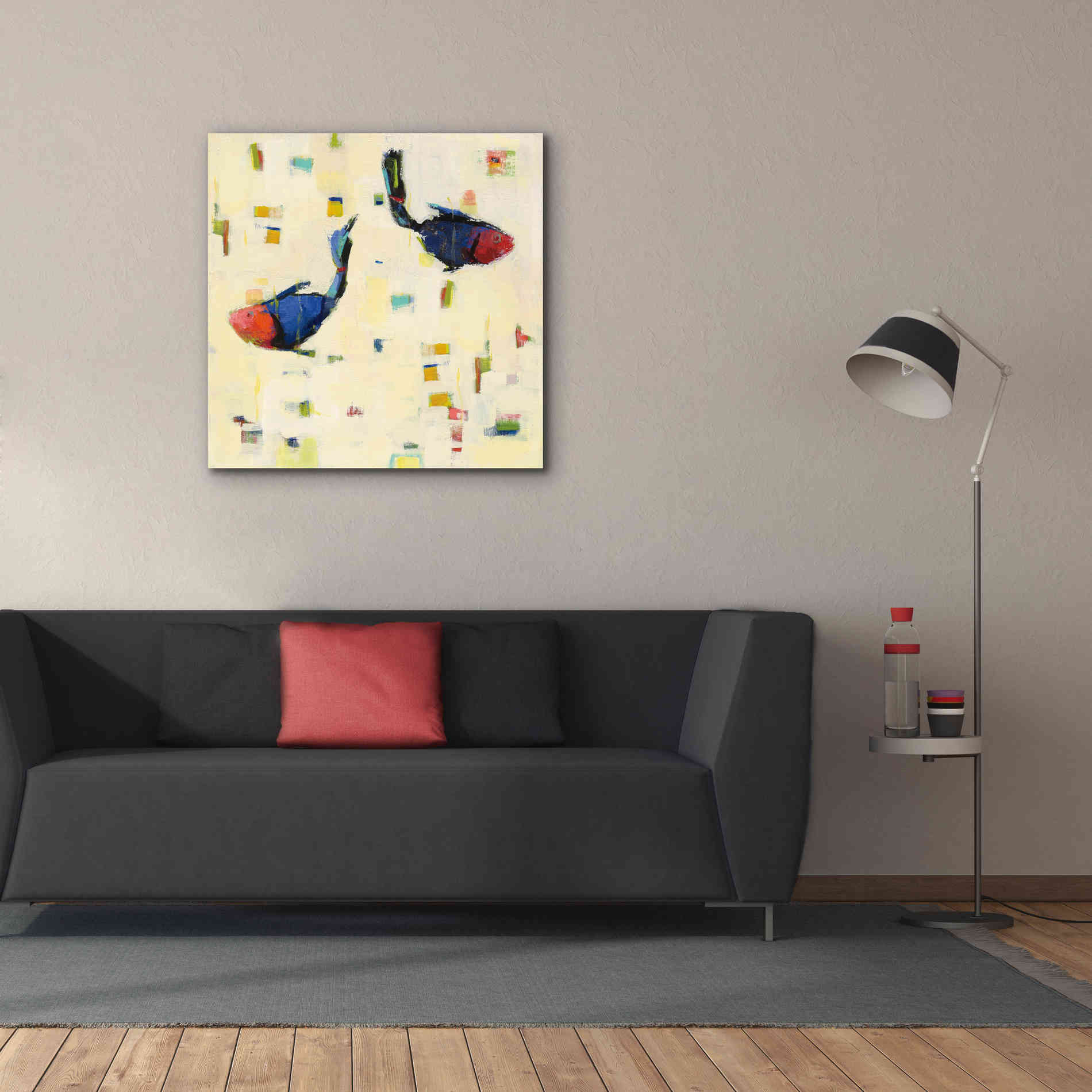 'One Fish Two Fish Big' by Phyllis Adams, Canvas Wall Art,37 x 37