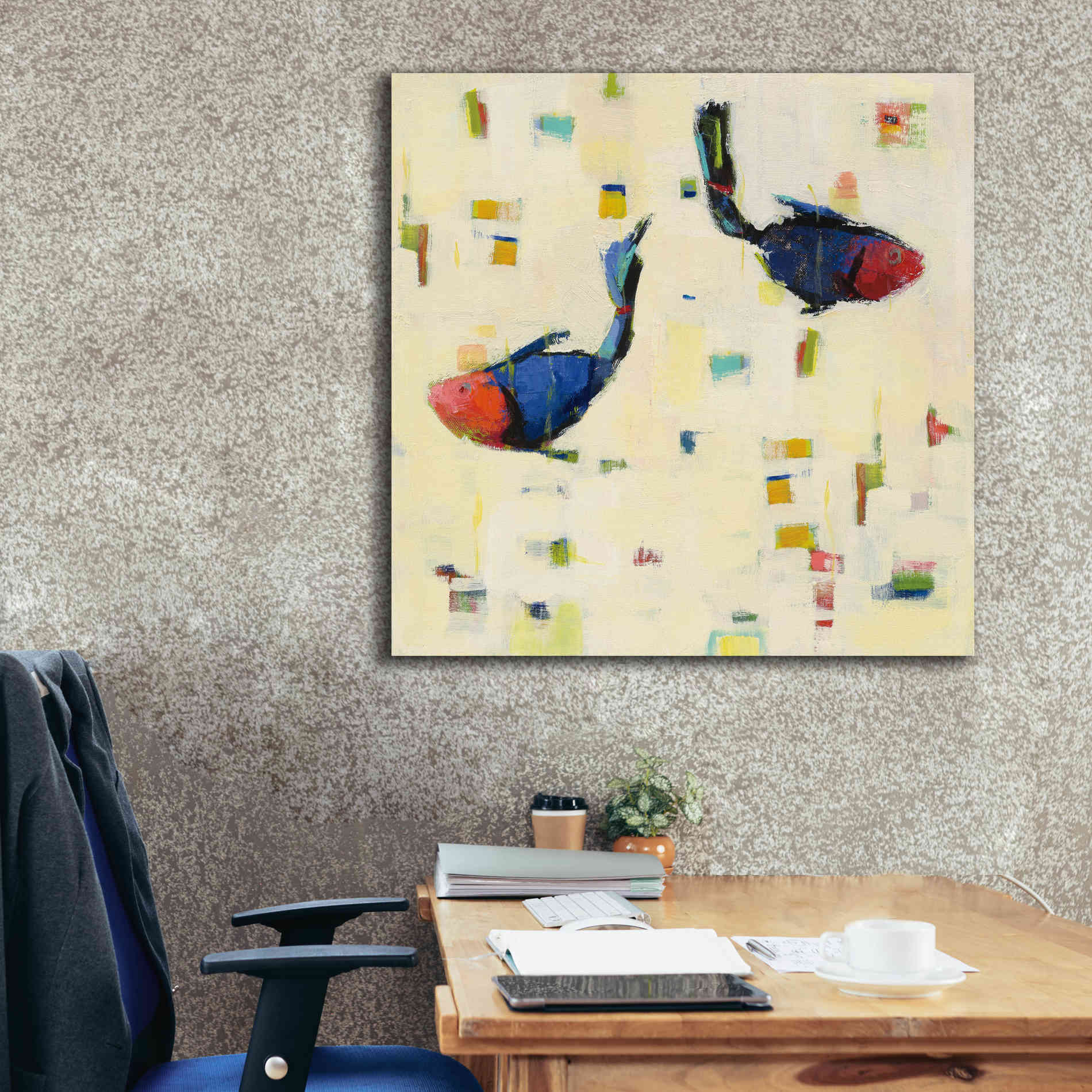 'One Fish Two Fish Big' by Phyllis Adams, Canvas Wall Art,37 x 37