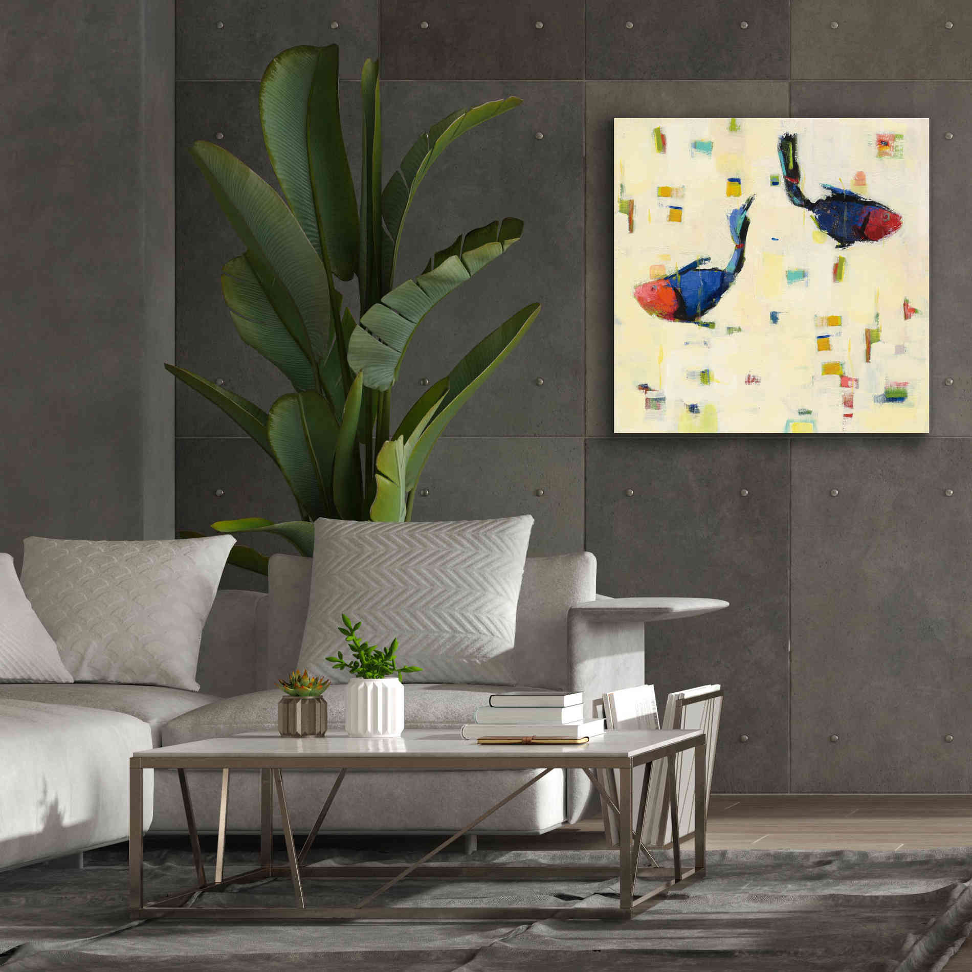 'One Fish Two Fish Big' by Phyllis Adams, Canvas Wall Art,37 x 37