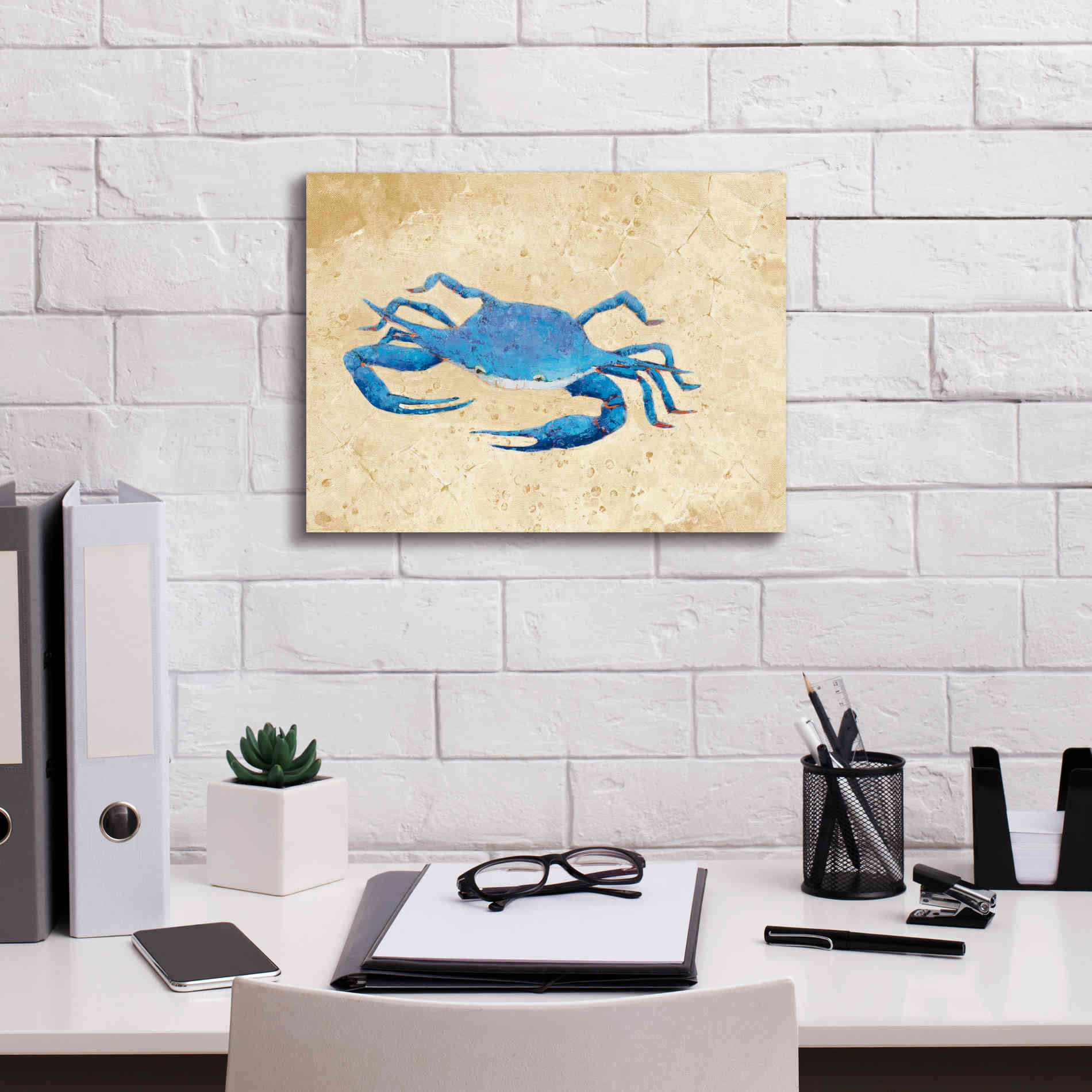 'Blue Crab V Neutral Crop' by Phyllis Adams, Canvas Wall Art,16 x 12