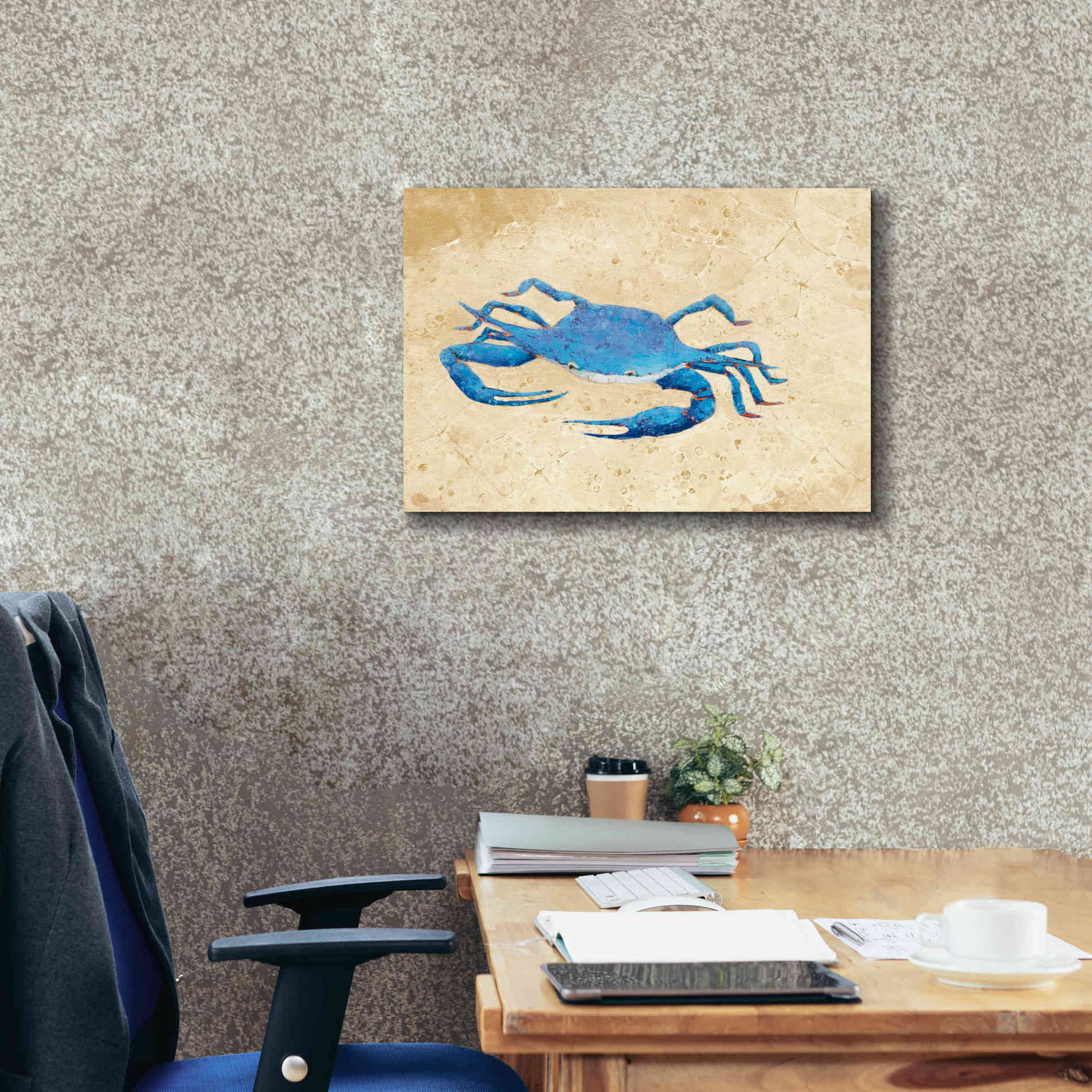 'Blue Crab V Neutral Crop' by Phyllis Adams, Canvas Wall Art,24 x 20