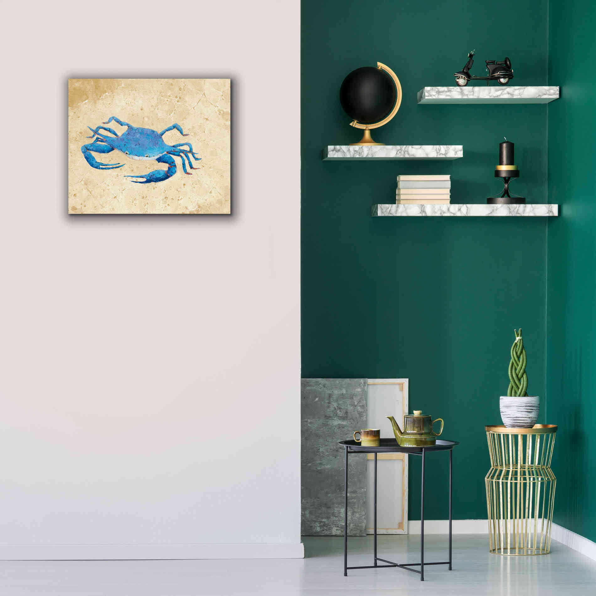 'Blue Crab V Neutral Crop' by Phyllis Adams, Canvas Wall Art,24 x 20