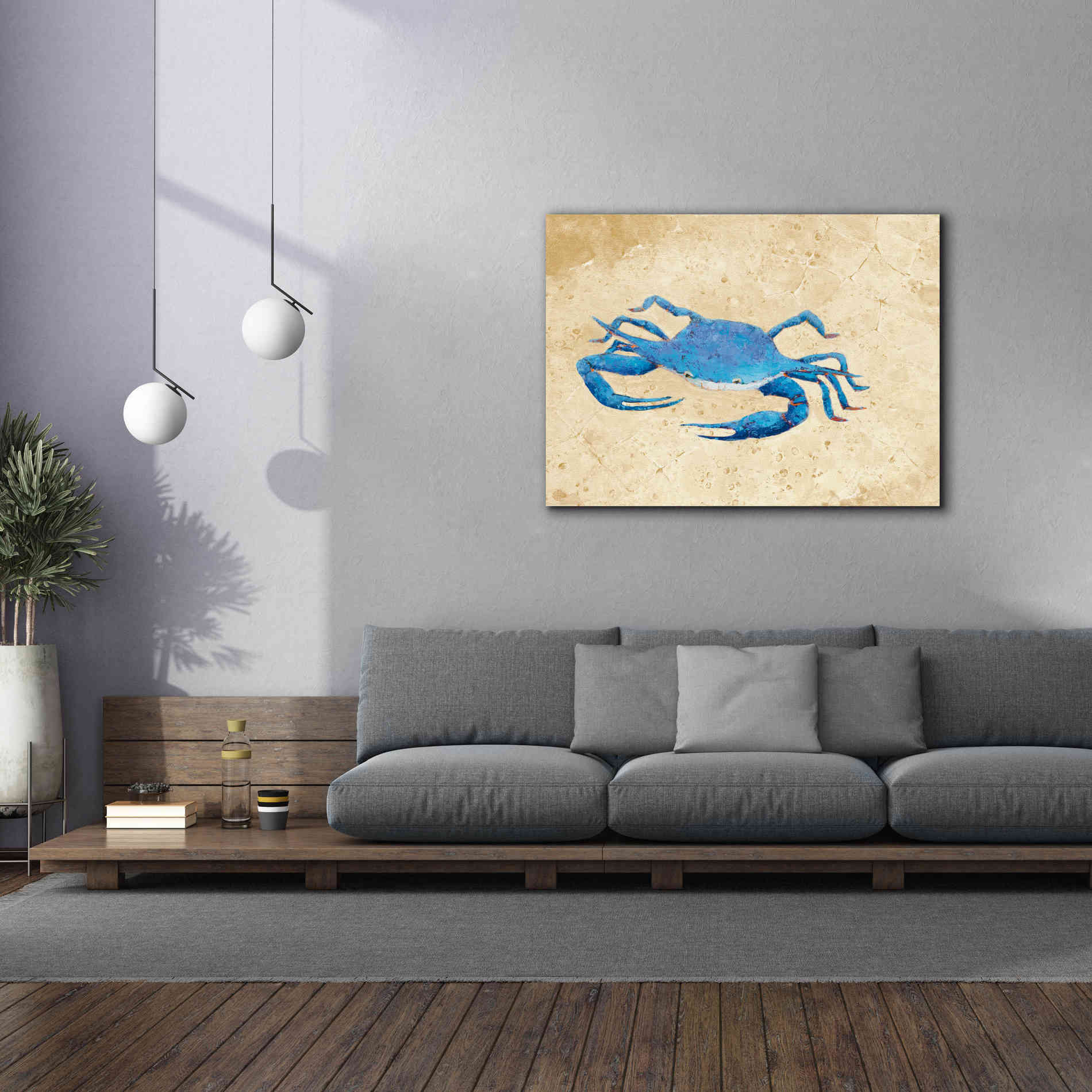 'Blue Crab V Neutral Crop' by Phyllis Adams, Canvas Wall Art,54 x 40