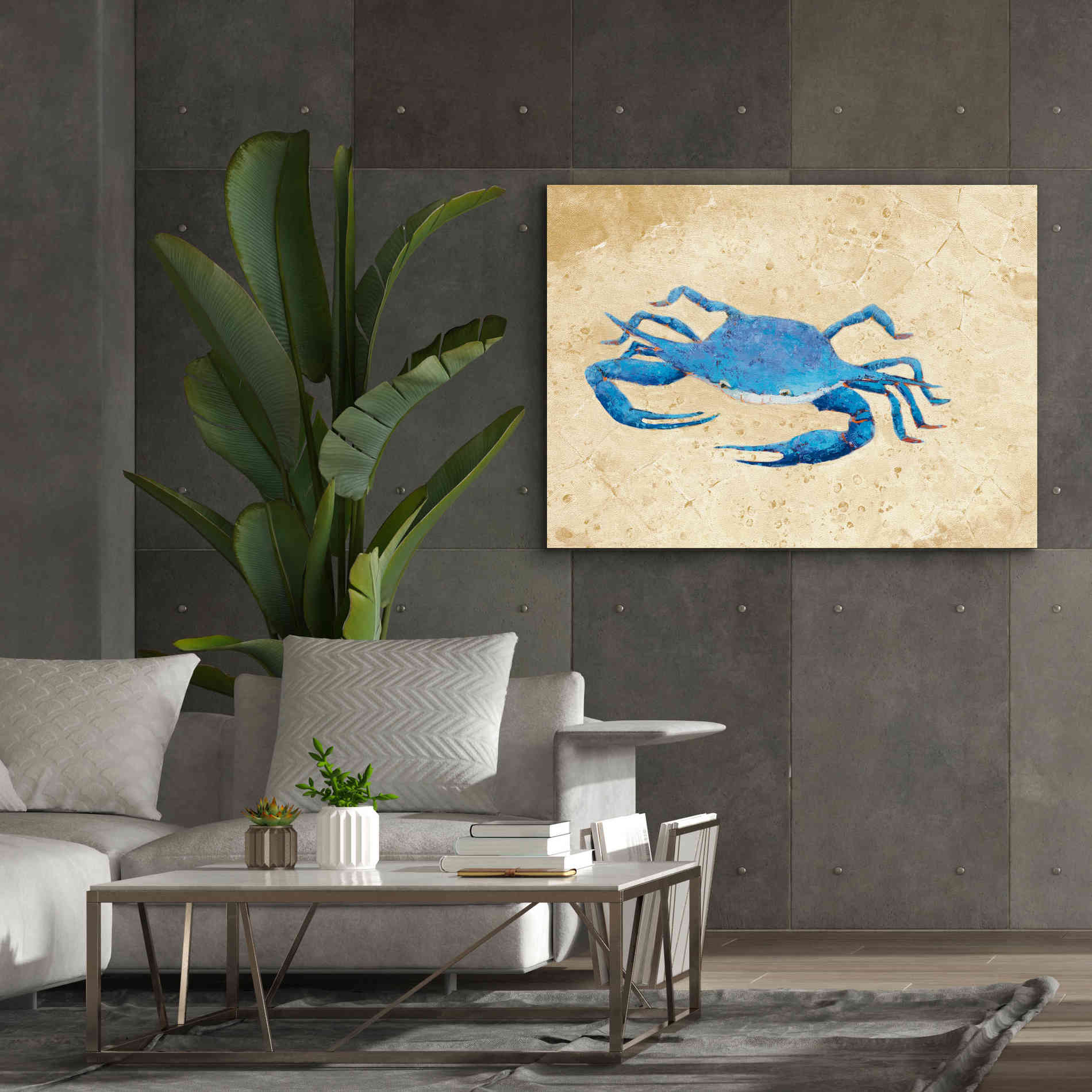 'Blue Crab V Neutral Crop' by Phyllis Adams, Canvas Wall Art,54 x 40