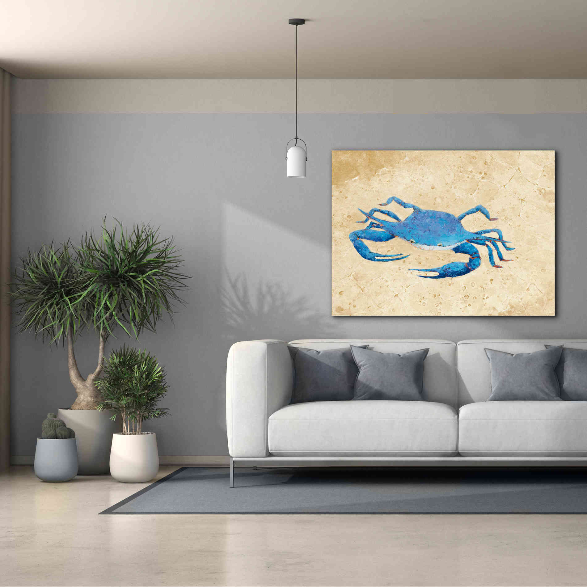 'Blue Crab V Neutral Crop' by Phyllis Adams, Canvas Wall Art,54 x 40