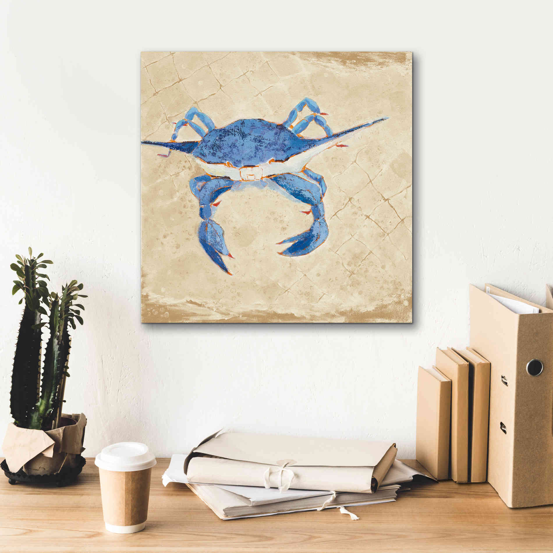 'Blue Crab VI Neutral' by Phyllis Adams, Canvas Wall Art,18 x 18
