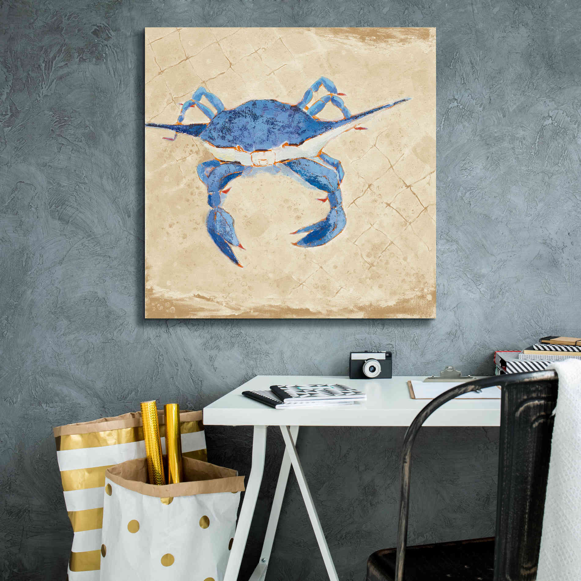 'Blue Crab VI Neutral' by Phyllis Adams, Canvas Wall Art,26 x 26