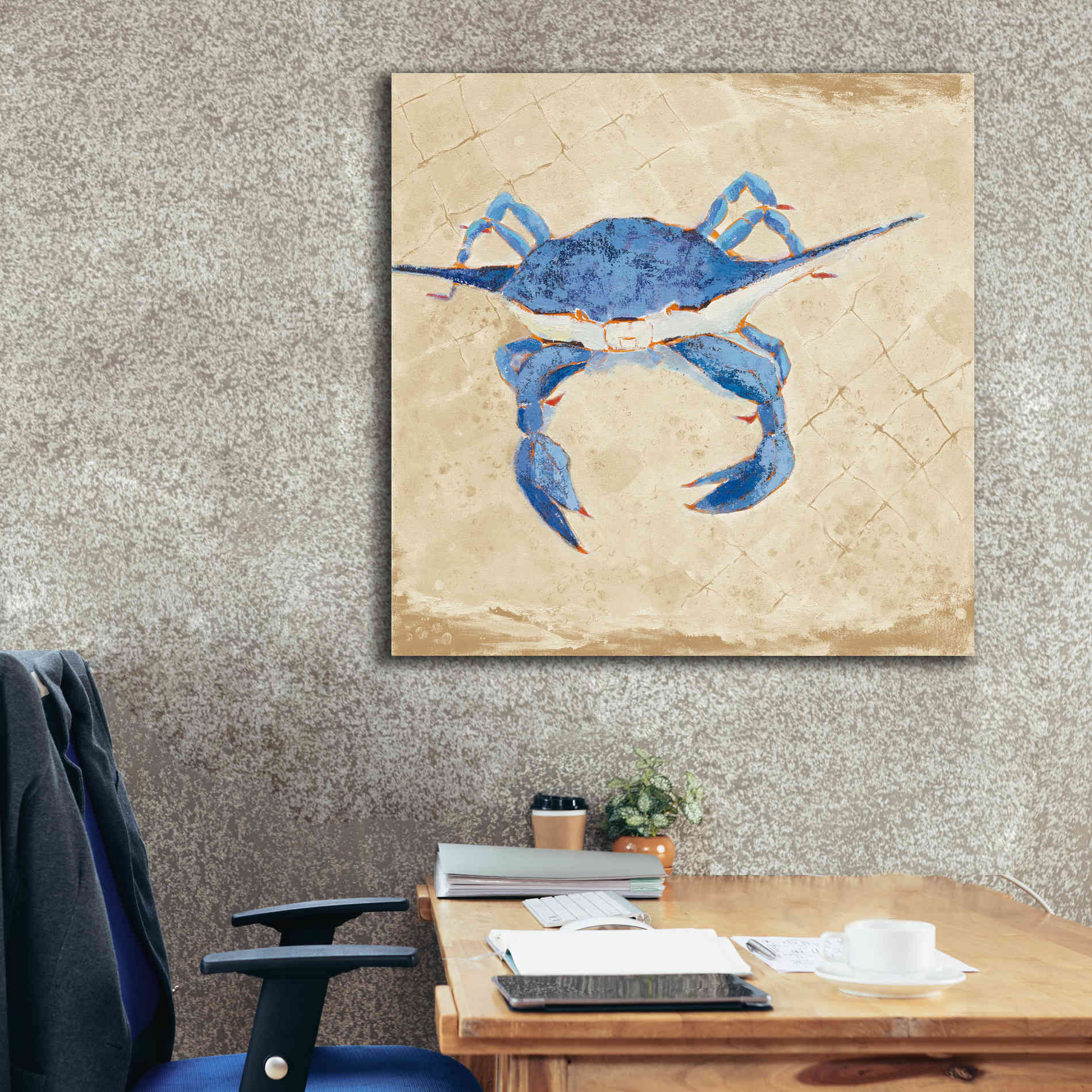 'Blue Crab VI Neutral' by Phyllis Adams, Canvas Wall Art,37 x 37