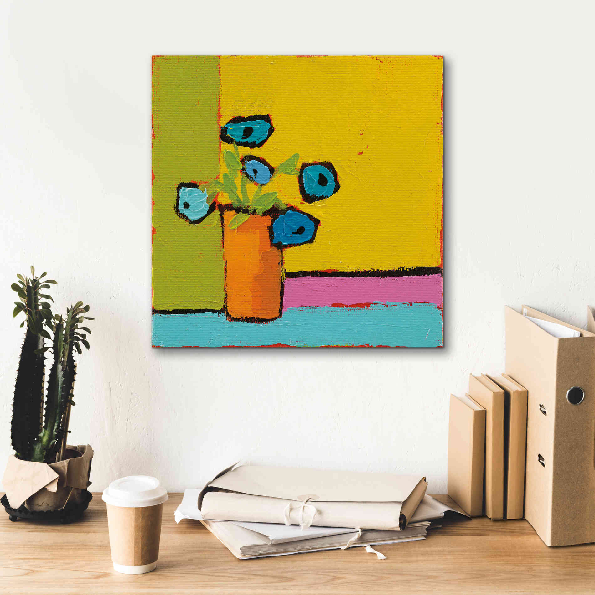 'Orange Vase Bright' by Phyllis Adams, Canvas Wall Art,18 x 18