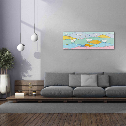 Image of 'Marsh Egrets I Pink Sand' by Phyllis Adams, Canvas Wall Art,60 x 20