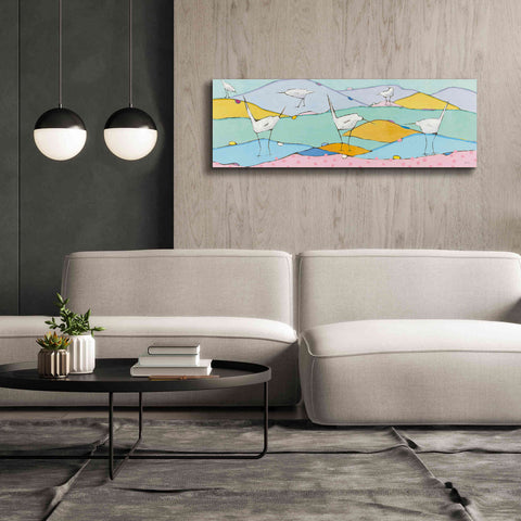 Image of 'Marsh Egrets I Pink Sand' by Phyllis Adams, Canvas Wall Art,60 x 20