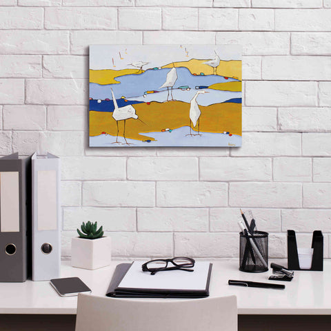 Image of 'Marsh Egrets VI Dark Sand' by Phyllis Adams, Canvas Wall Art,18 x 12