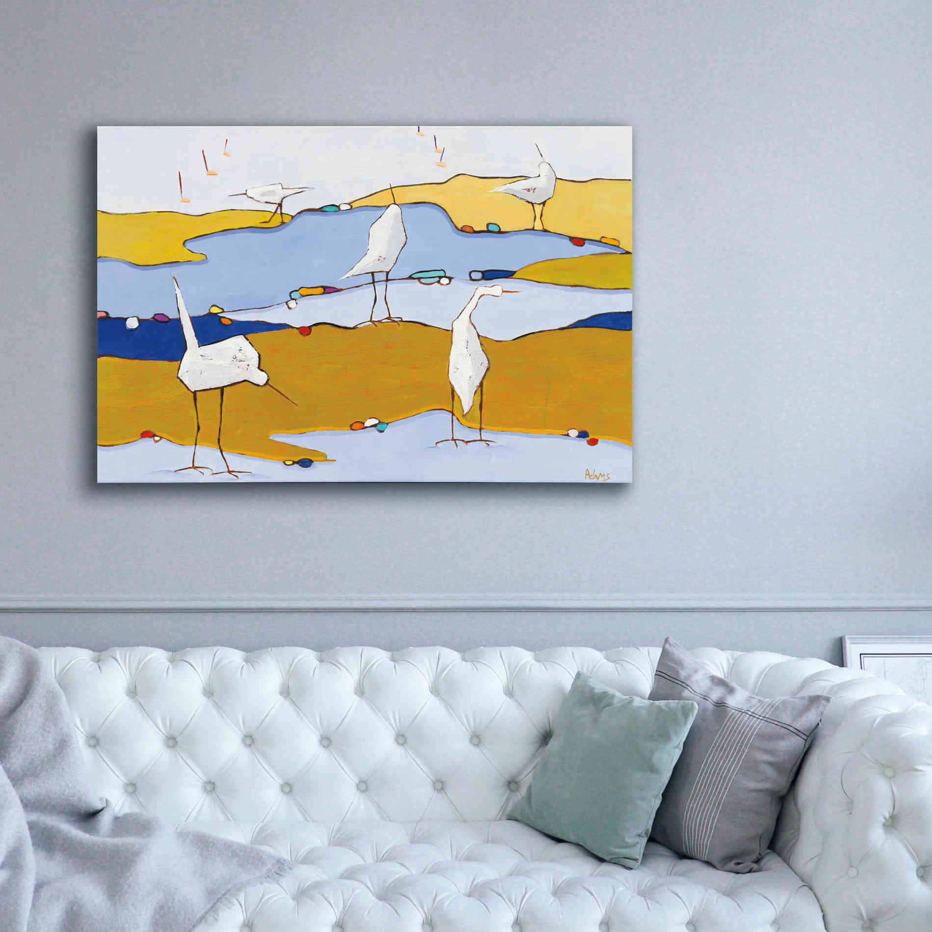 'Marsh Egrets VI Dark Sand' by Phyllis Adams, Canvas Wall Art,60 x 40