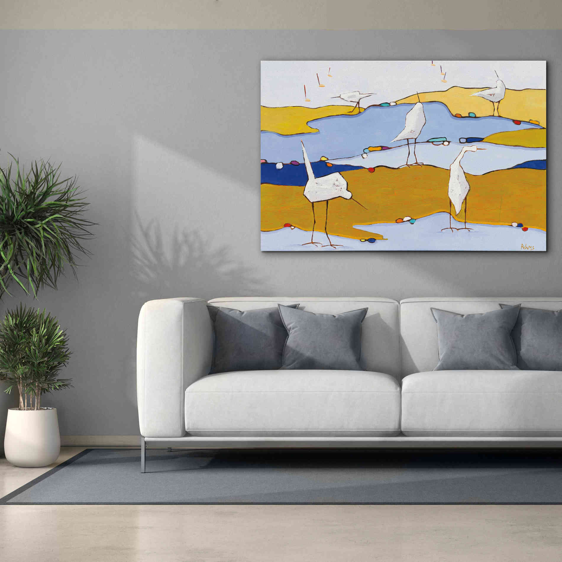 'Marsh Egrets VI Dark Sand' by Phyllis Adams, Canvas Wall Art,60 x 40