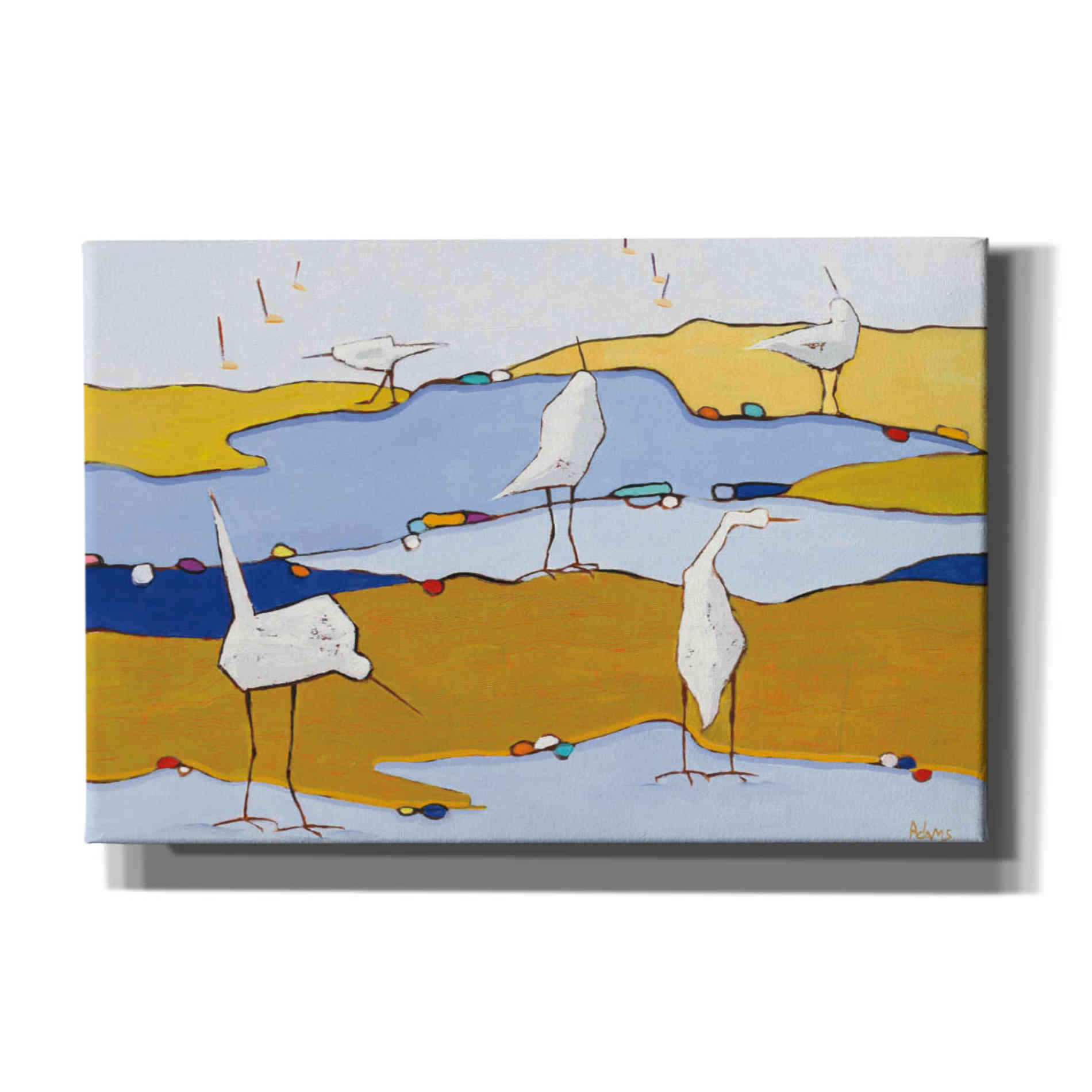 'Marsh Egrets VI Dark Sand' by Phyllis Adams, Canvas Wall Art