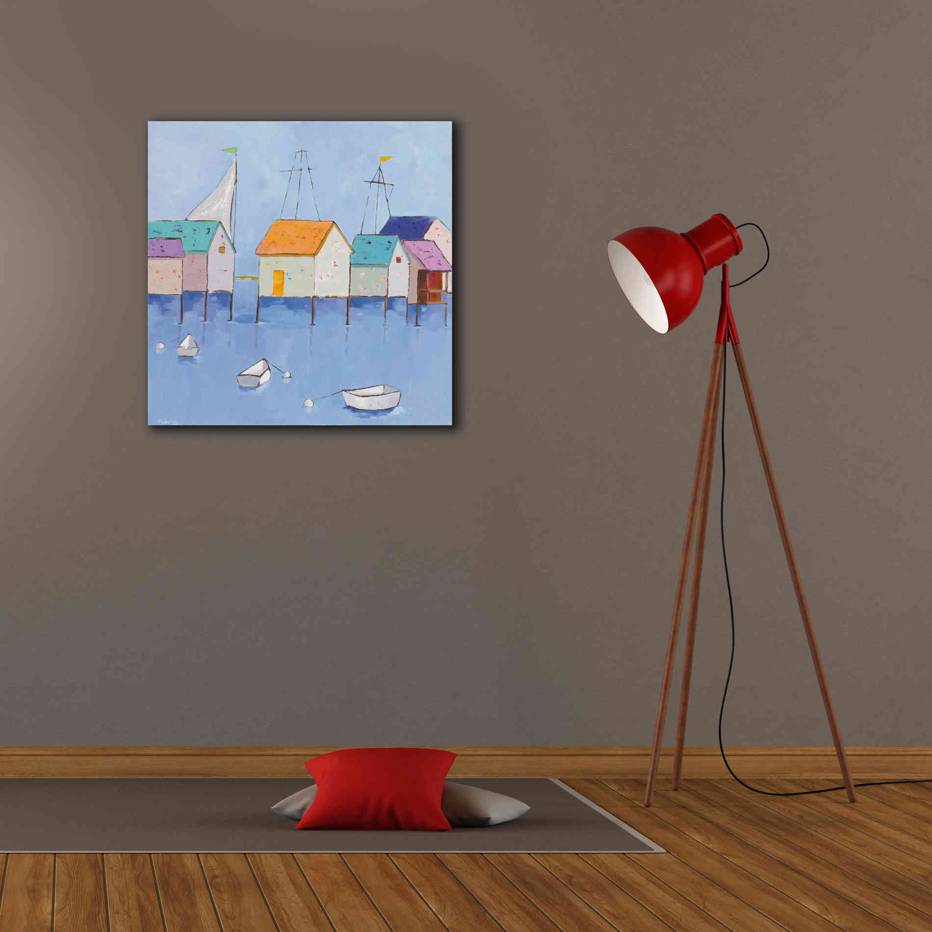 'Boat House Row Dark Blue Sky' by Phyllis Adams, Canvas Wall Art,26 x 26