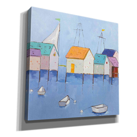 Image of 'Boat House Row Dark Blue Sky' by Phyllis Adams, Canvas Wall Art