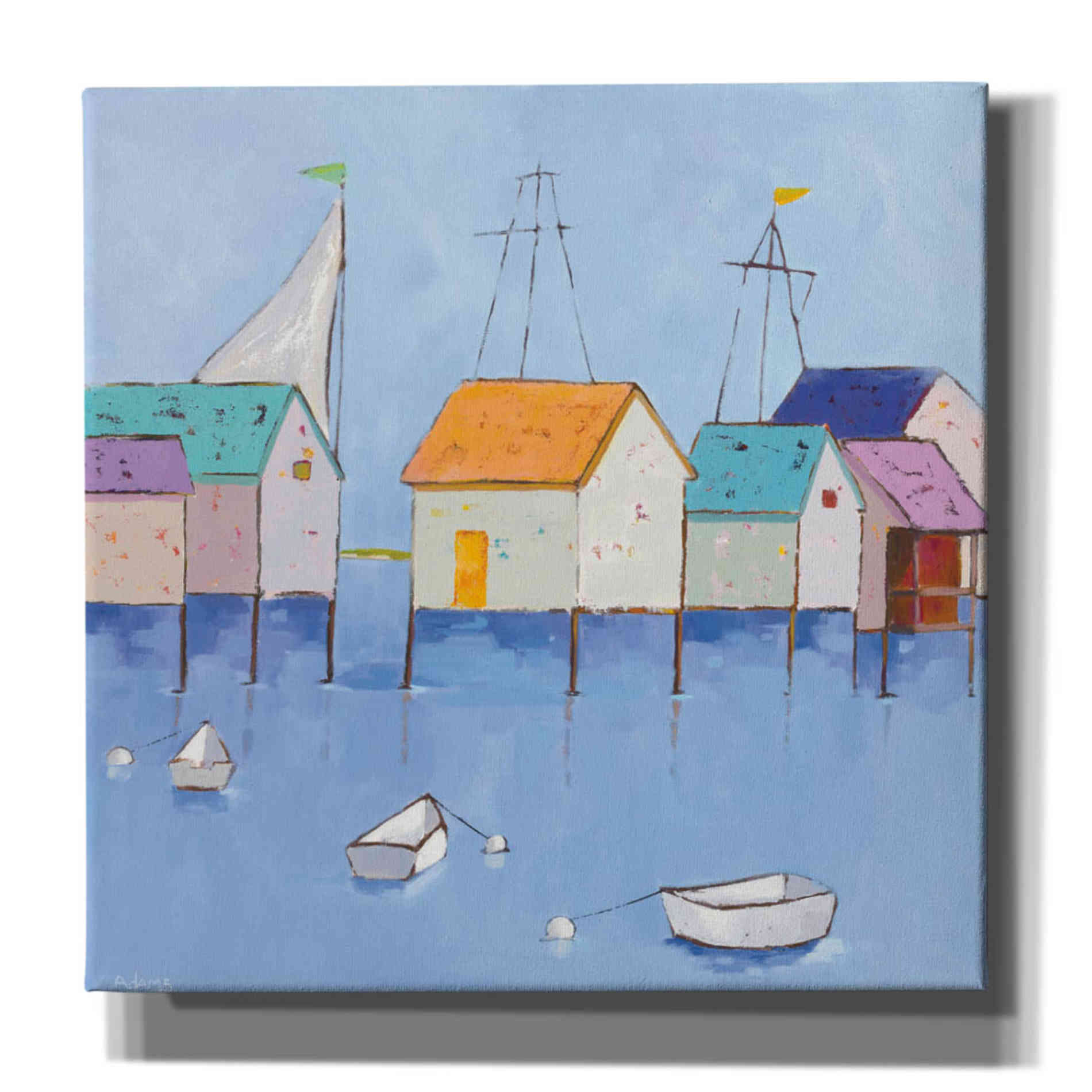 'Boat House Row Dark Blue Sky' by Phyllis Adams, Canvas Wall Art