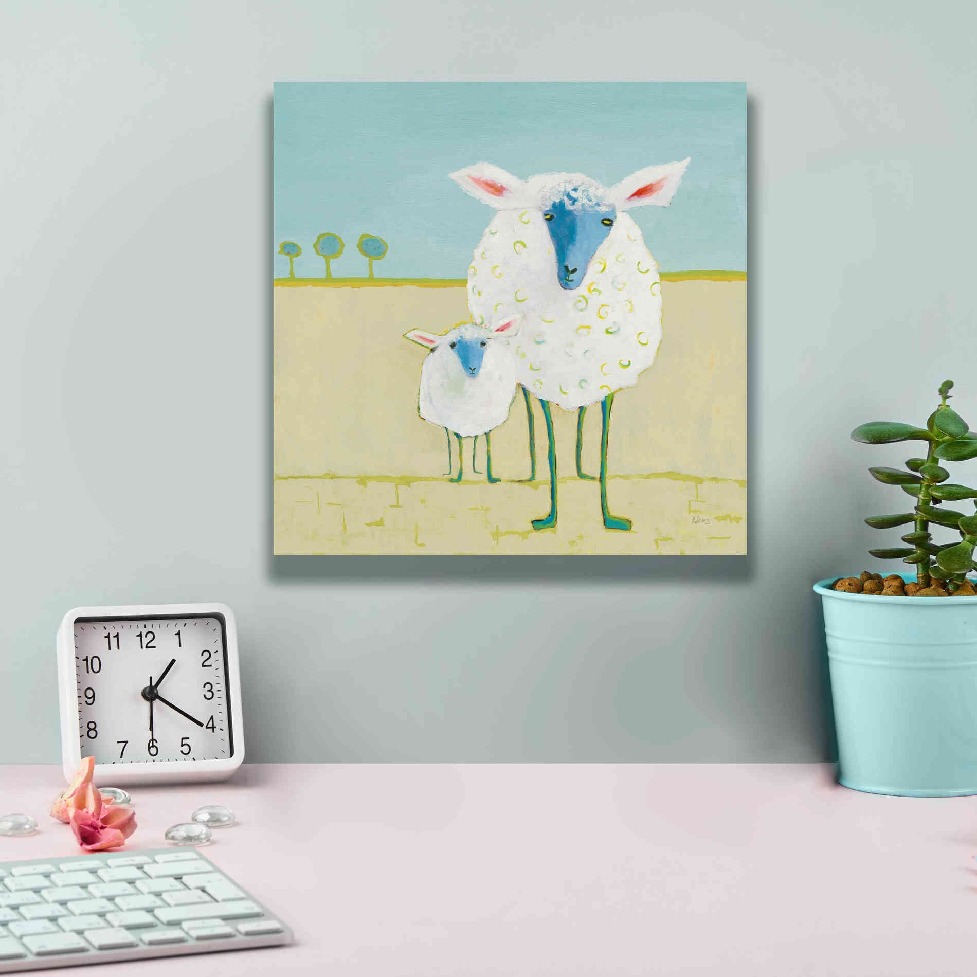 'Colorful Sheep' by Phyllis Adams, Canvas Wall Art,12 x 12