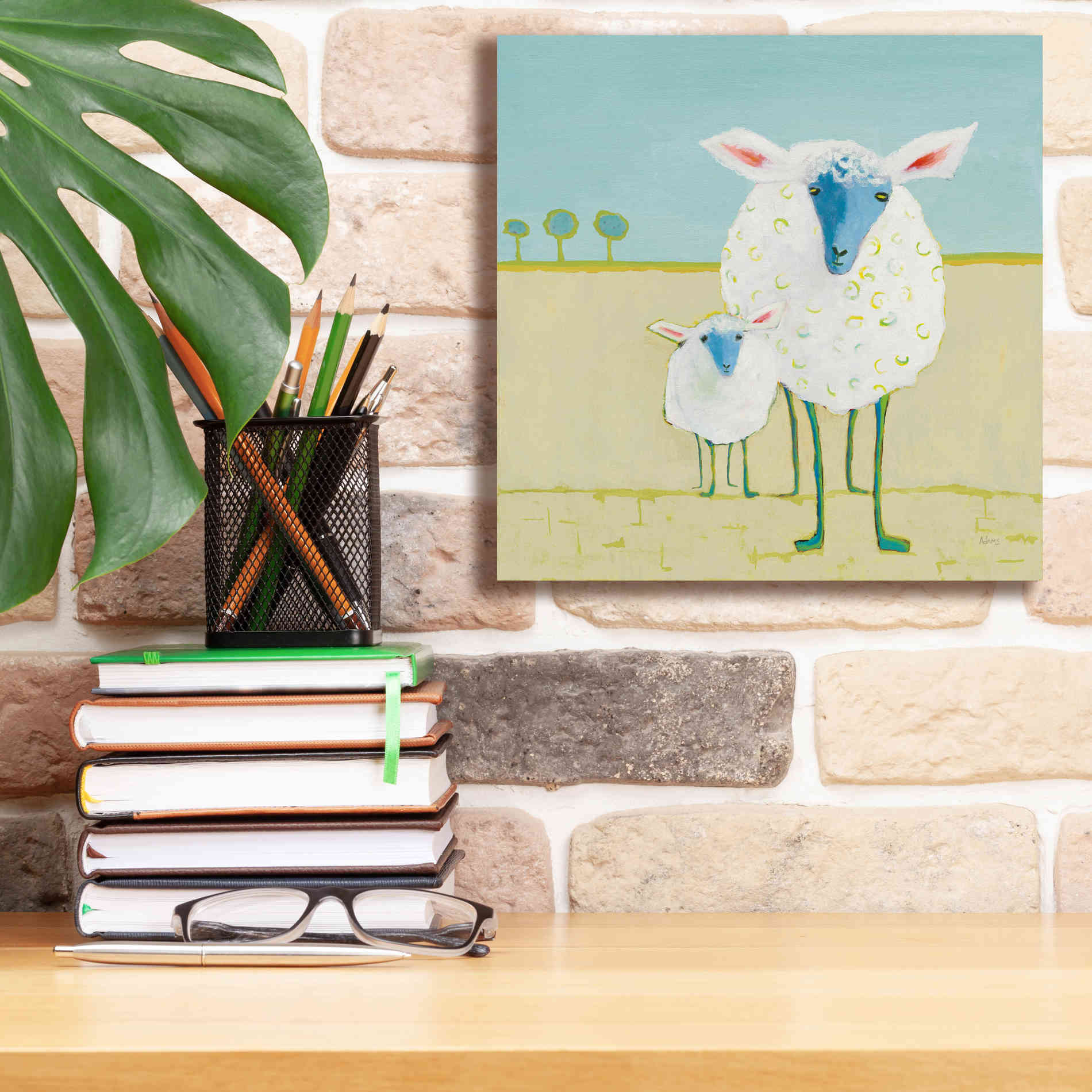 'Colorful Sheep' by Phyllis Adams, Canvas Wall Art,12 x 12