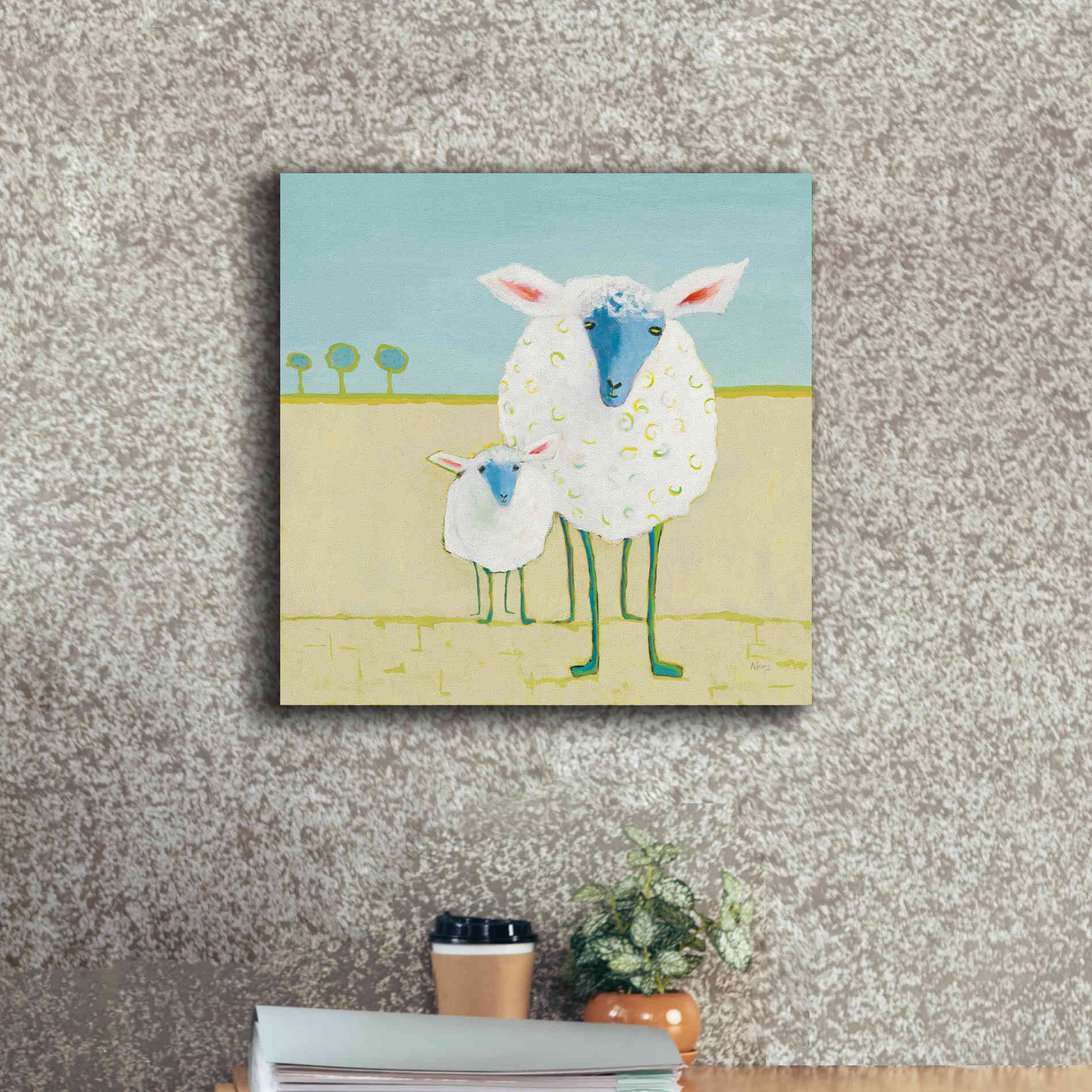 'Colorful Sheep' by Phyllis Adams, Canvas Wall Art,18 x 18