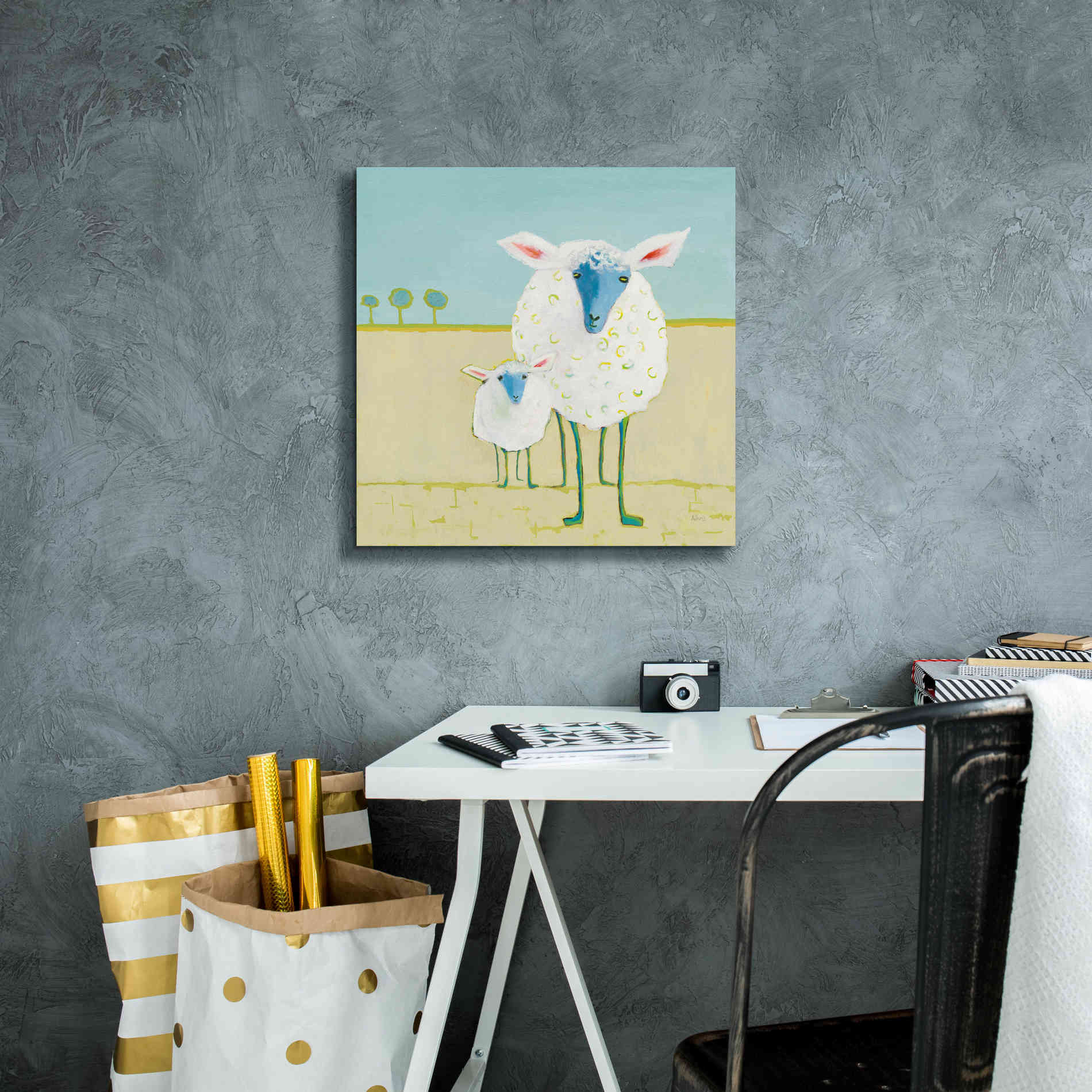 'Colorful Sheep' by Phyllis Adams, Canvas Wall Art,18 x 18