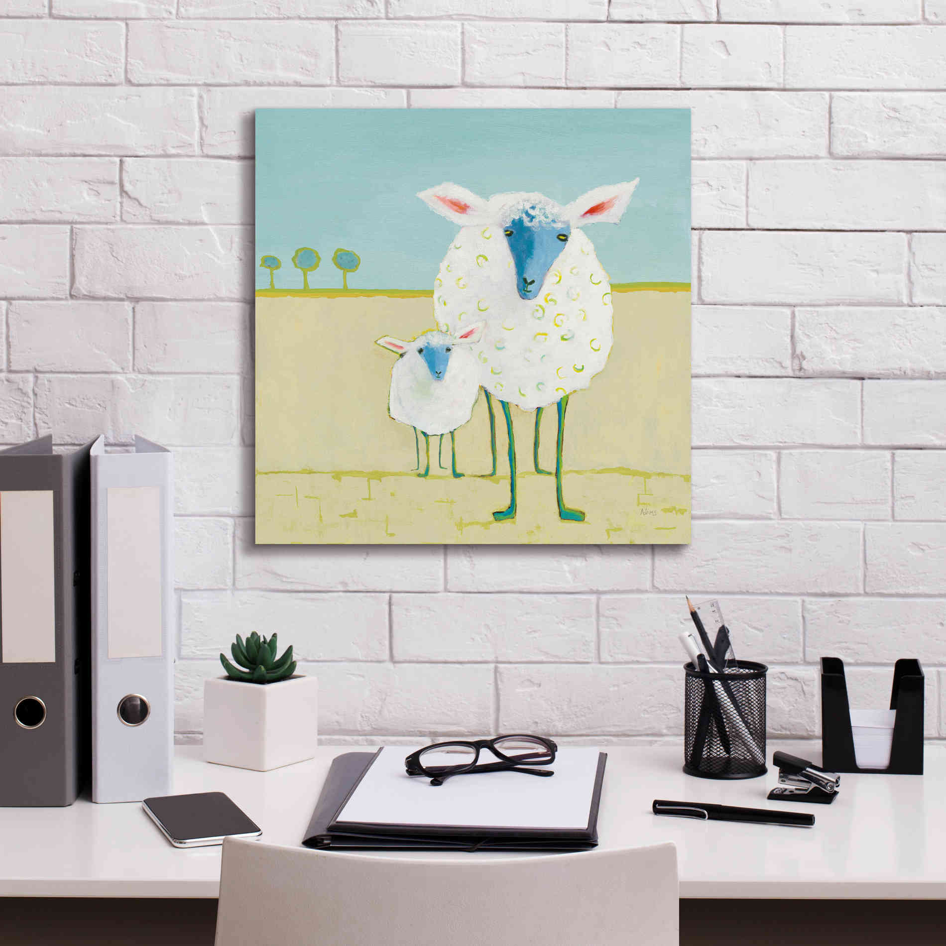 'Colorful Sheep' by Phyllis Adams, Canvas Wall Art,18 x 18