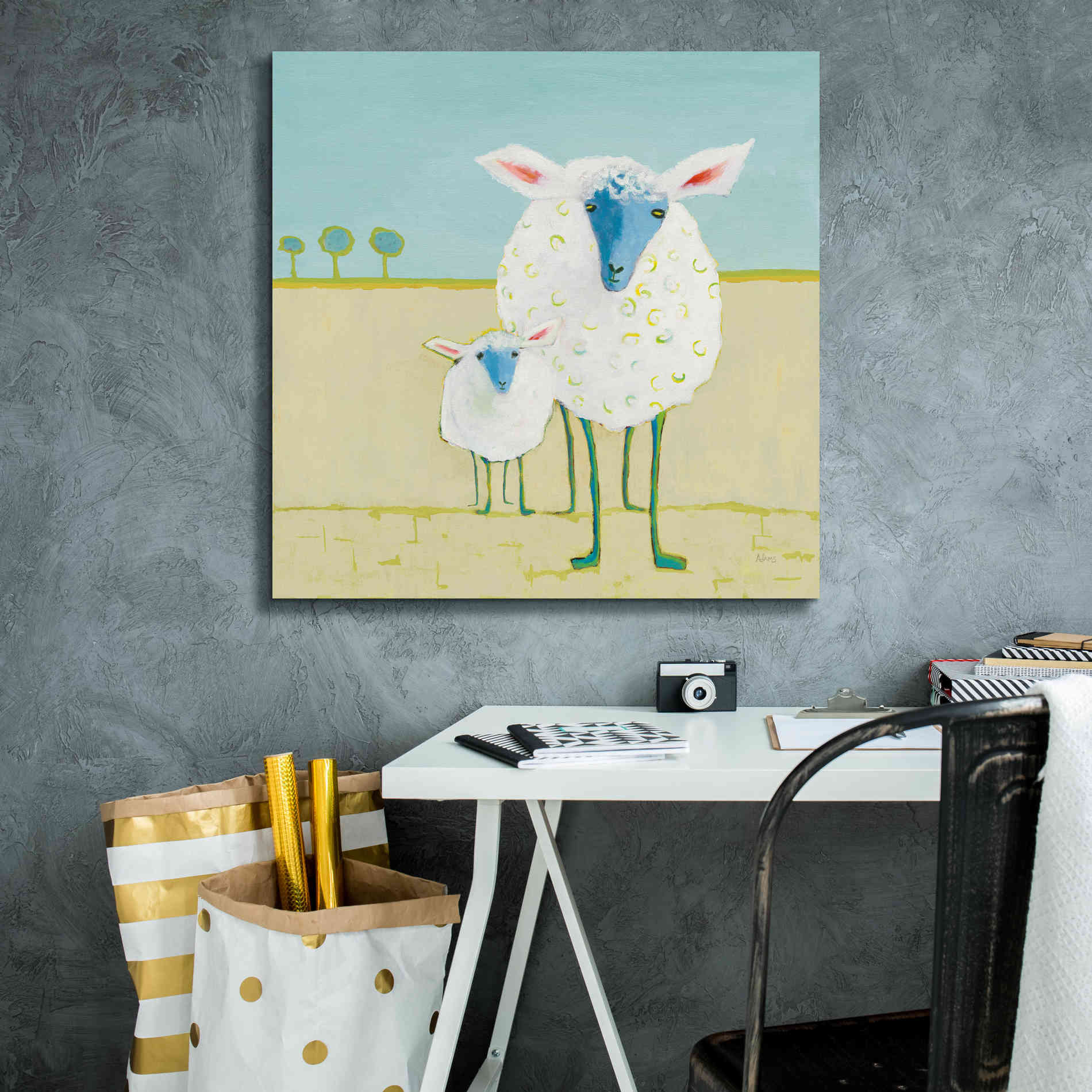 'Colorful Sheep' by Phyllis Adams, Canvas Wall Art,26 x 26