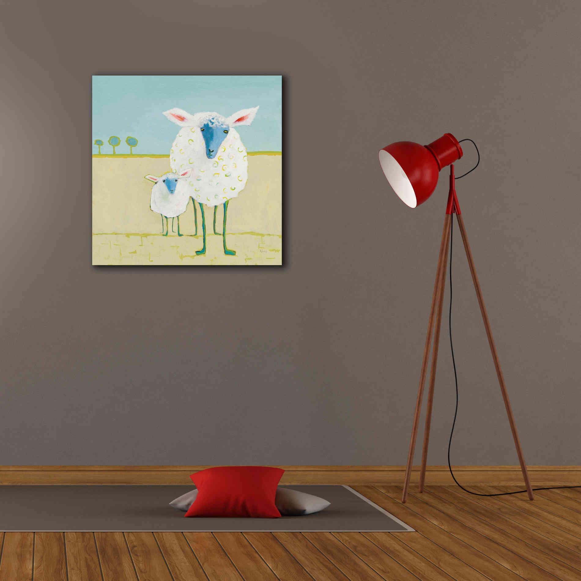 'Colorful Sheep' by Phyllis Adams, Canvas Wall Art,26 x 26