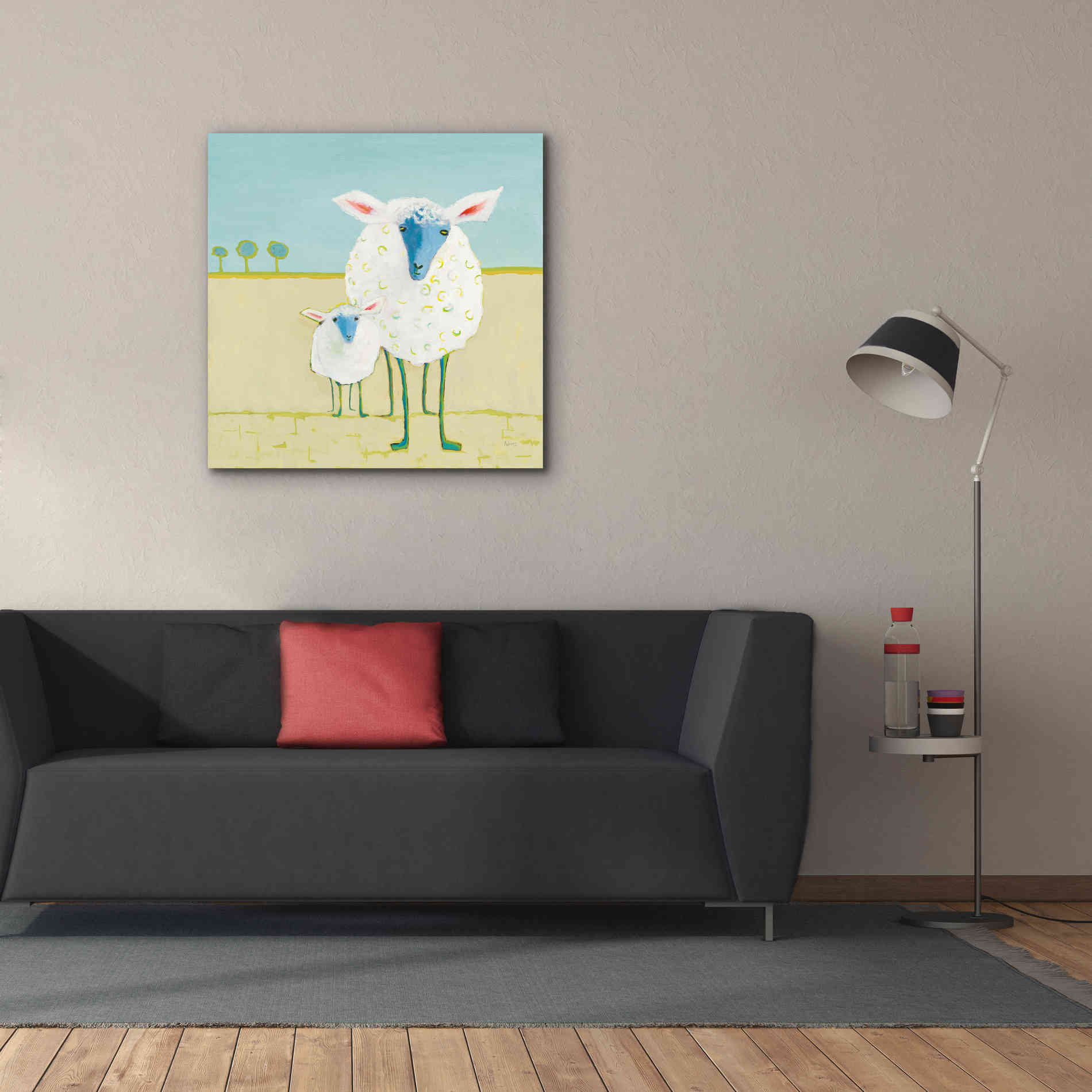 'Colorful Sheep' by Phyllis Adams, Canvas Wall Art,37 x 37
