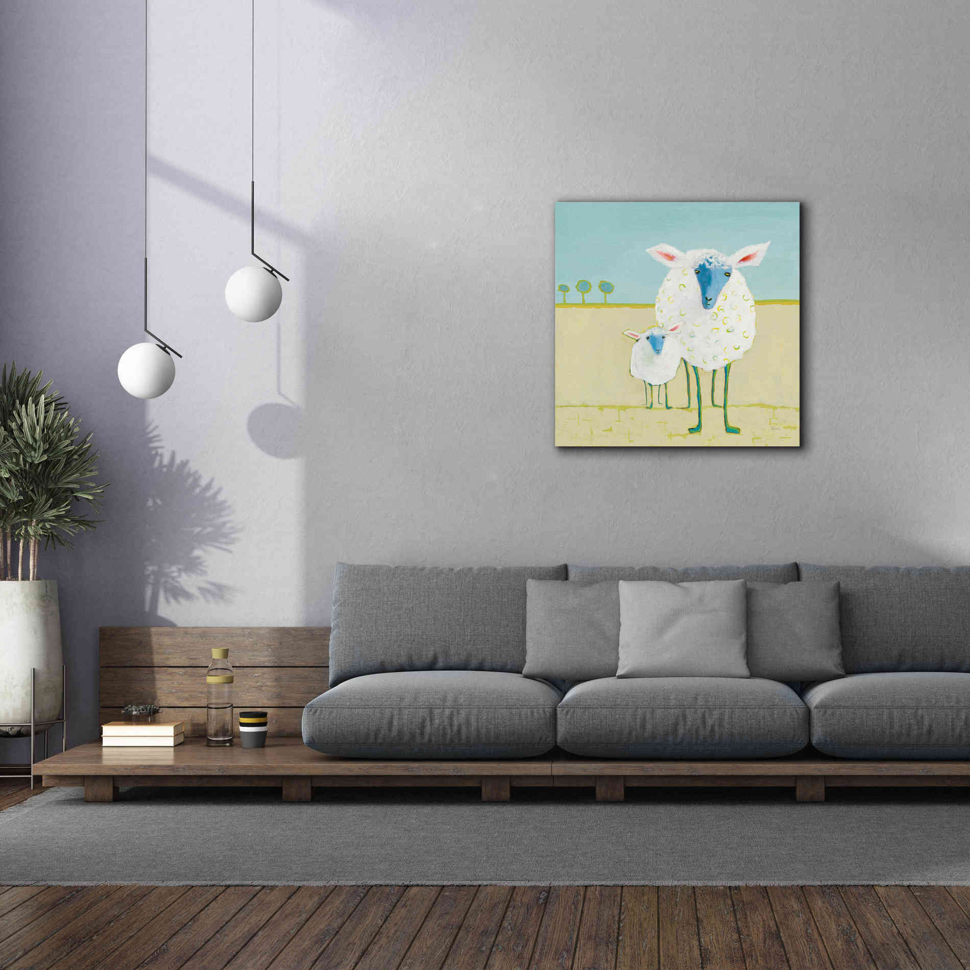 'Colorful Sheep' by Phyllis Adams, Canvas Wall Art,37 x 37