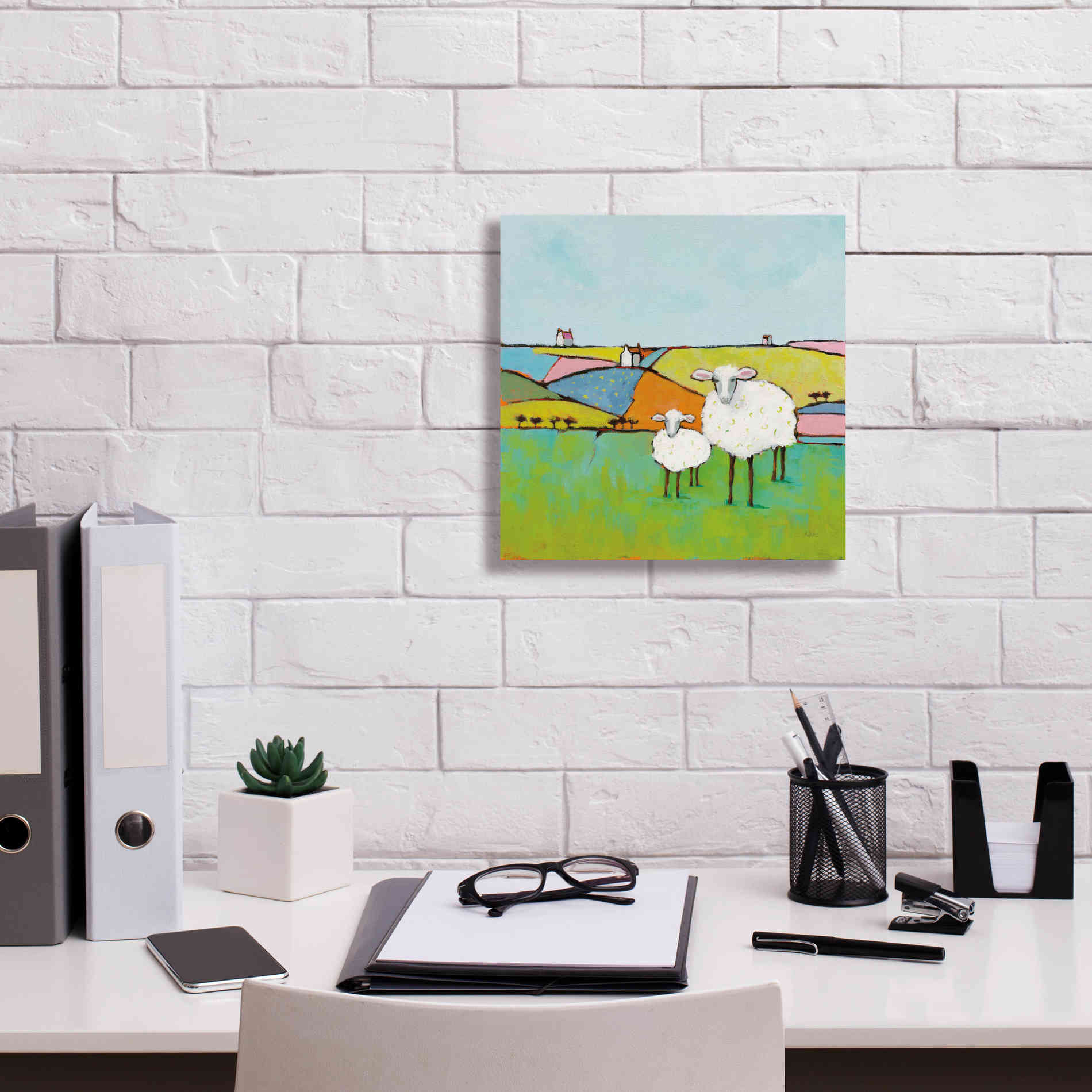 'Sheep in the Meadow II' by Phyllis Adams, Canvas Wall Art,12 x 12