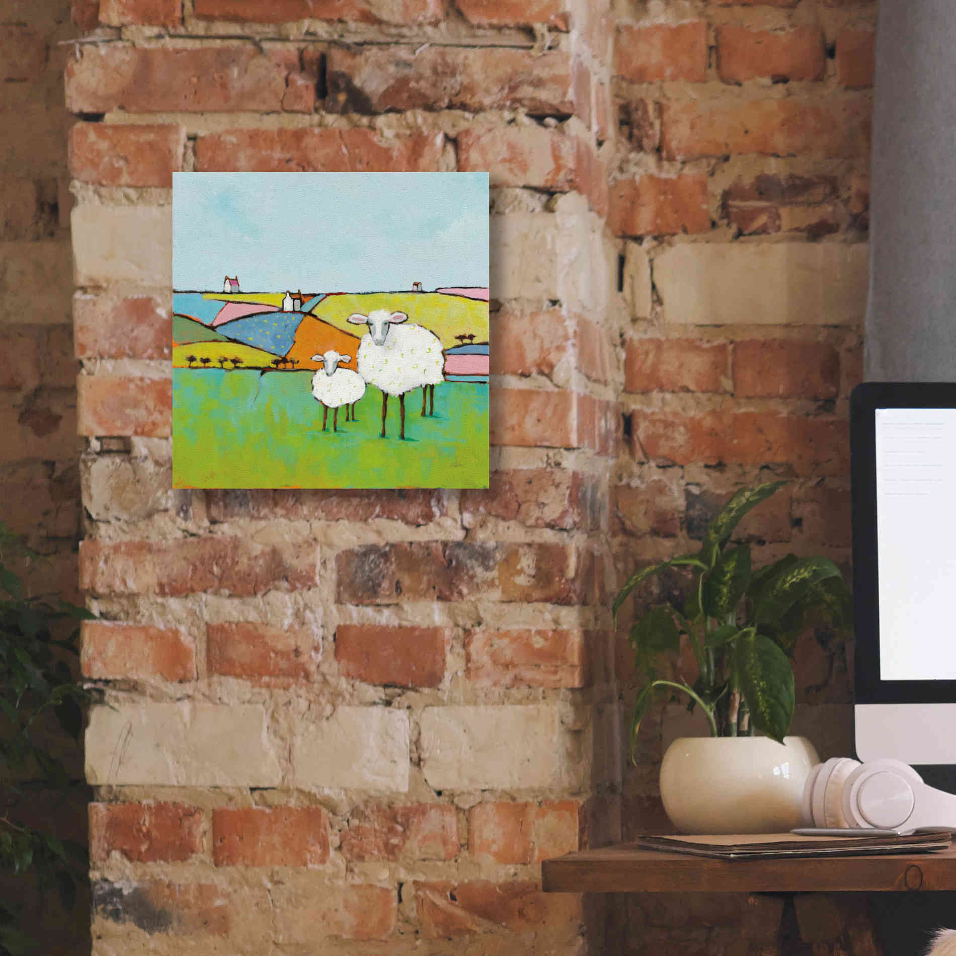'Sheep in the Meadow II' by Phyllis Adams, Canvas Wall Art,12 x 12