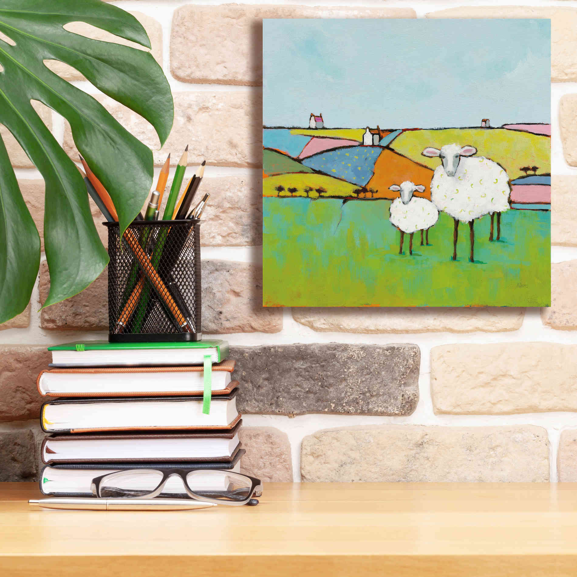 'Sheep in the Meadow II' by Phyllis Adams, Canvas Wall Art,12 x 12
