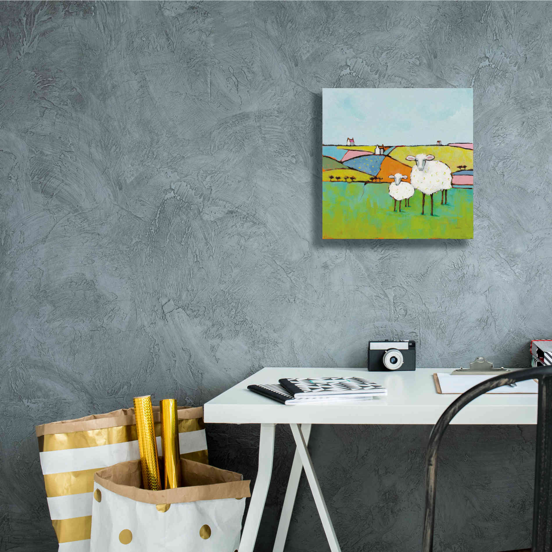 'Sheep in the Meadow II' by Phyllis Adams, Canvas Wall Art,12 x 12