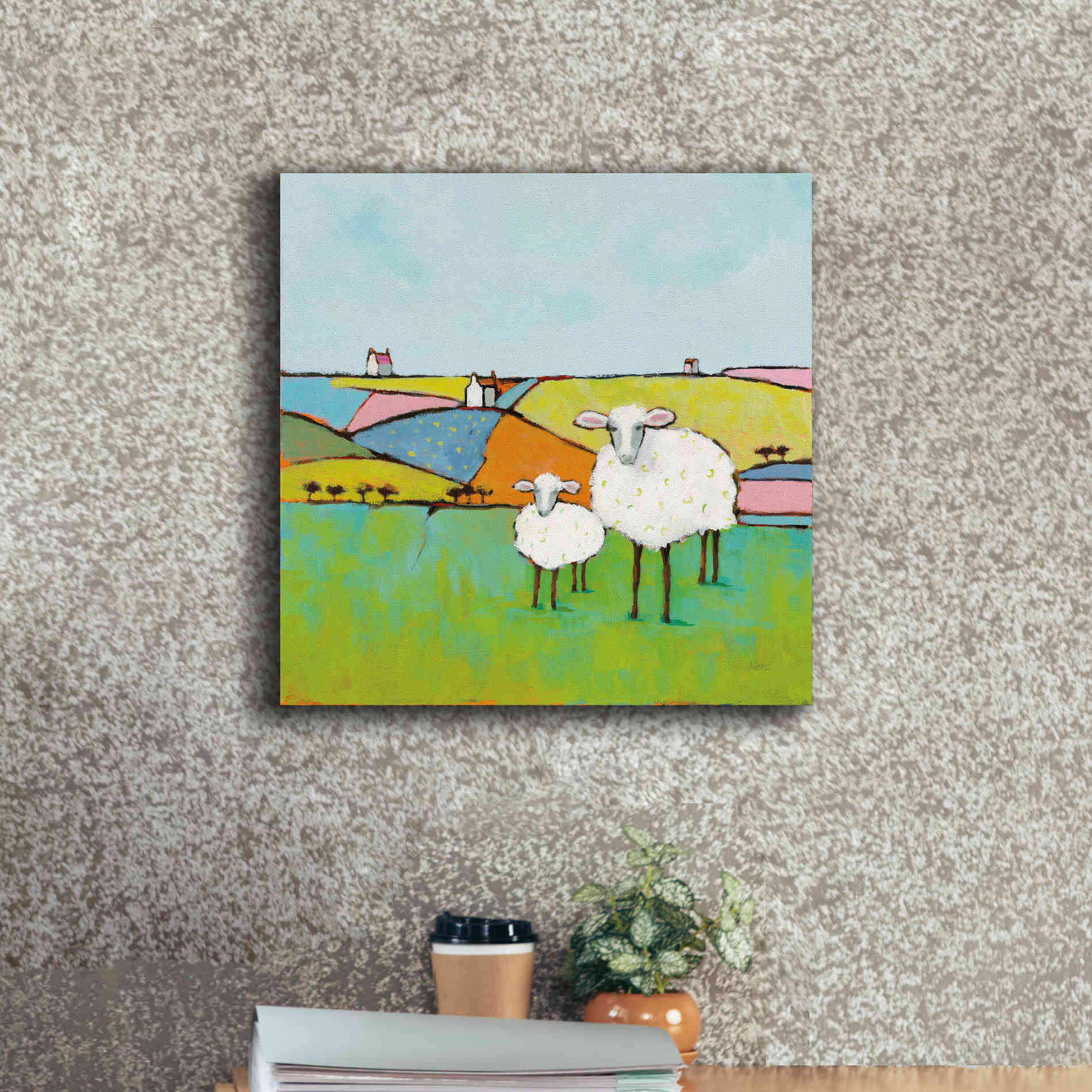'Sheep in the Meadow II' by Phyllis Adams, Canvas Wall Art,18 x 18