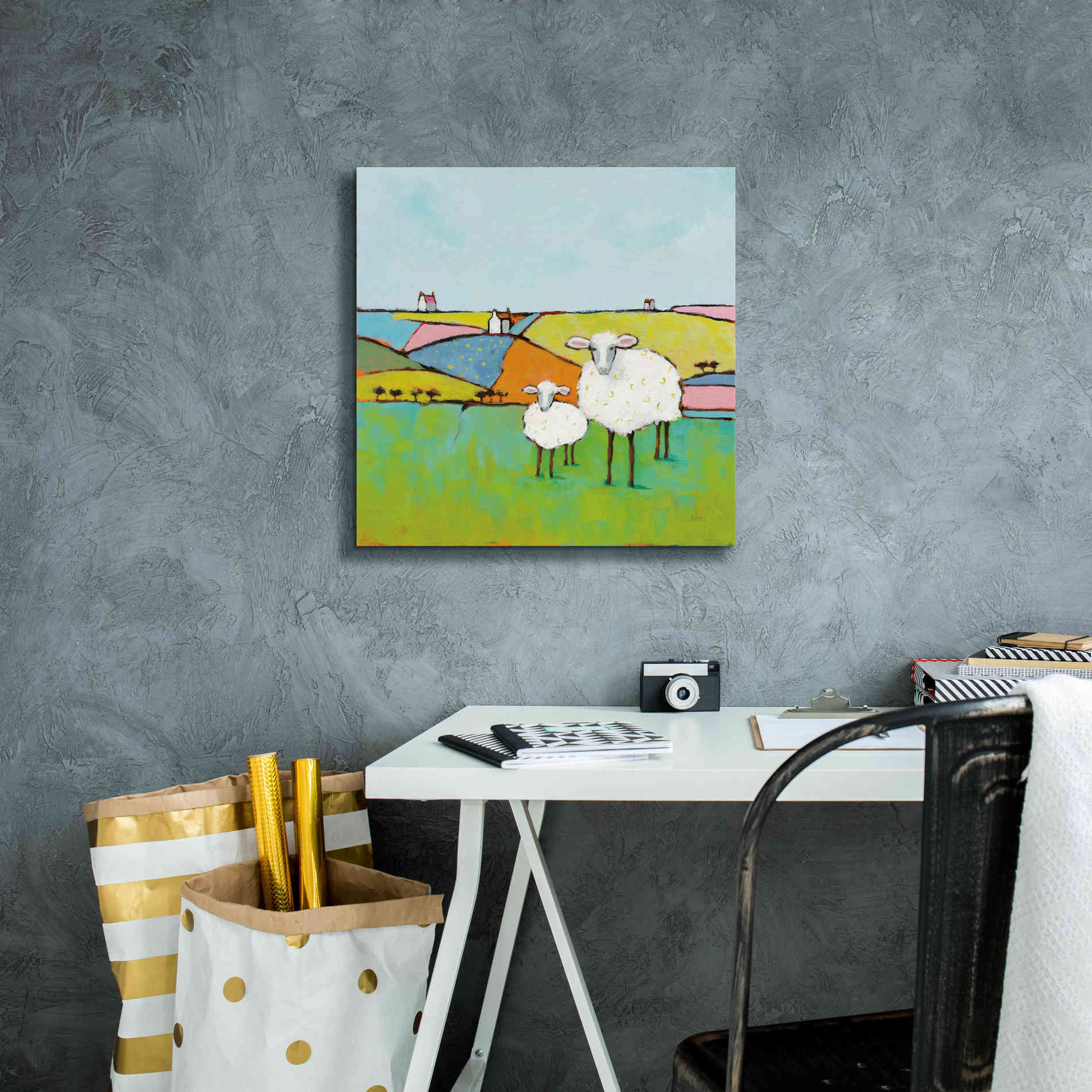 'Sheep in the Meadow II' by Phyllis Adams, Canvas Wall Art,18 x 18