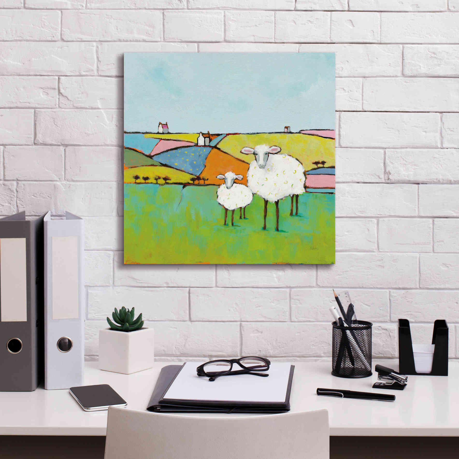 'Sheep in the Meadow II' by Phyllis Adams, Canvas Wall Art,18 x 18