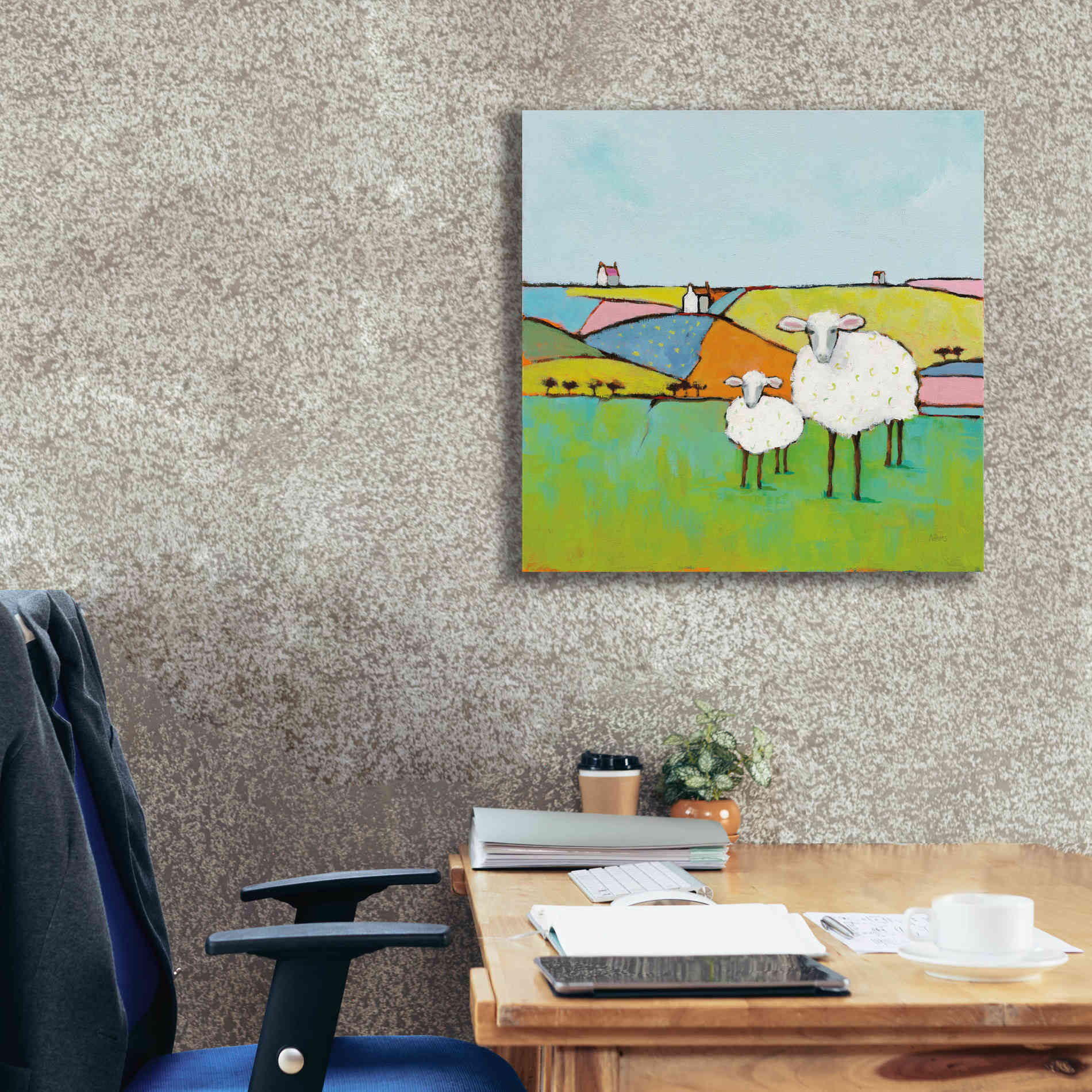 'Sheep in the Meadow II' by Phyllis Adams, Canvas Wall Art,26 x 26