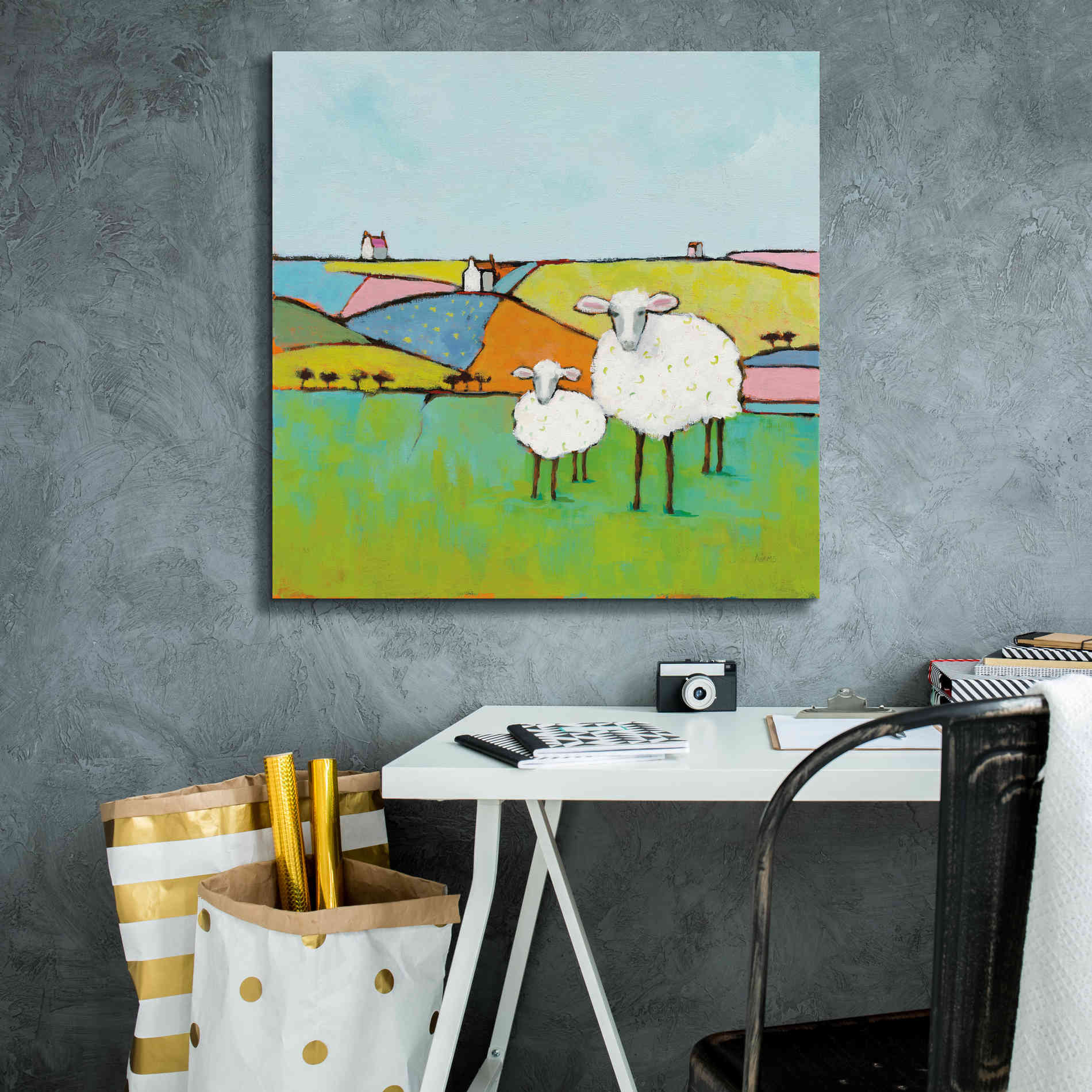 'Sheep in the Meadow II' by Phyllis Adams, Canvas Wall Art,26 x 26